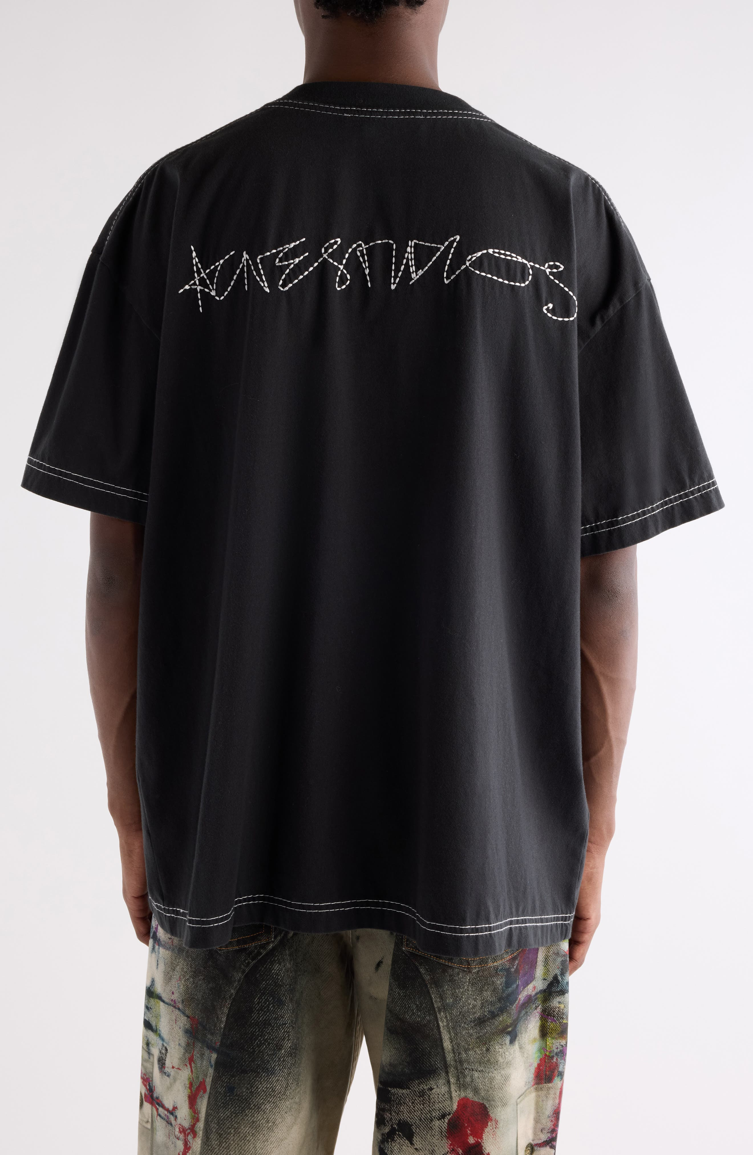 Acne Studios Eresa U Autograph Logo Embroidered T-Shirt in Faded Black at Nordstrom - 3