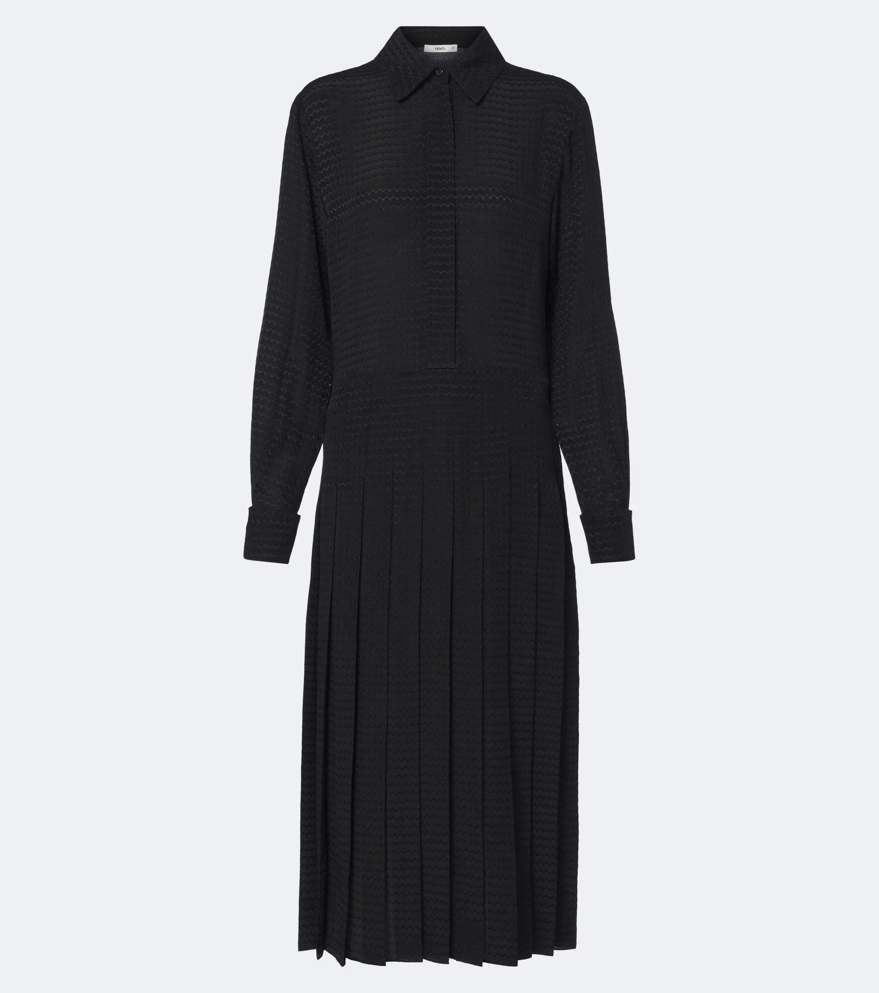 Chevron jacquard pleated silk midi dress - 1