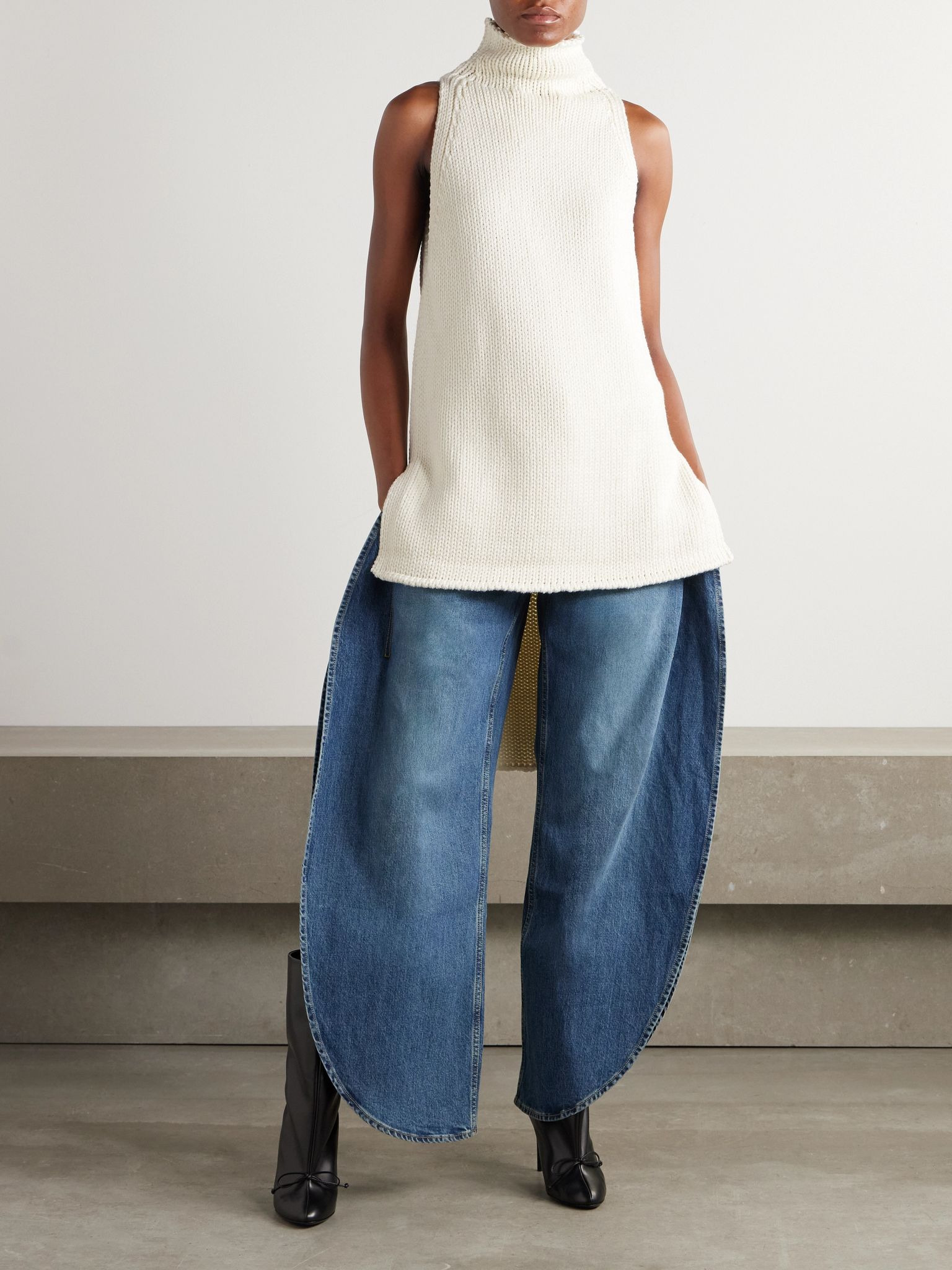 Sleeveless wool turtleneck sweater White - 2