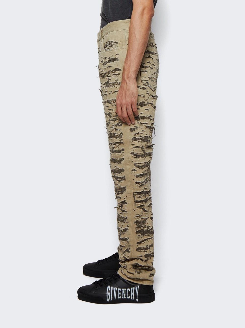 Zipped Slim Fit Denim Trousers Dark Brown - 4