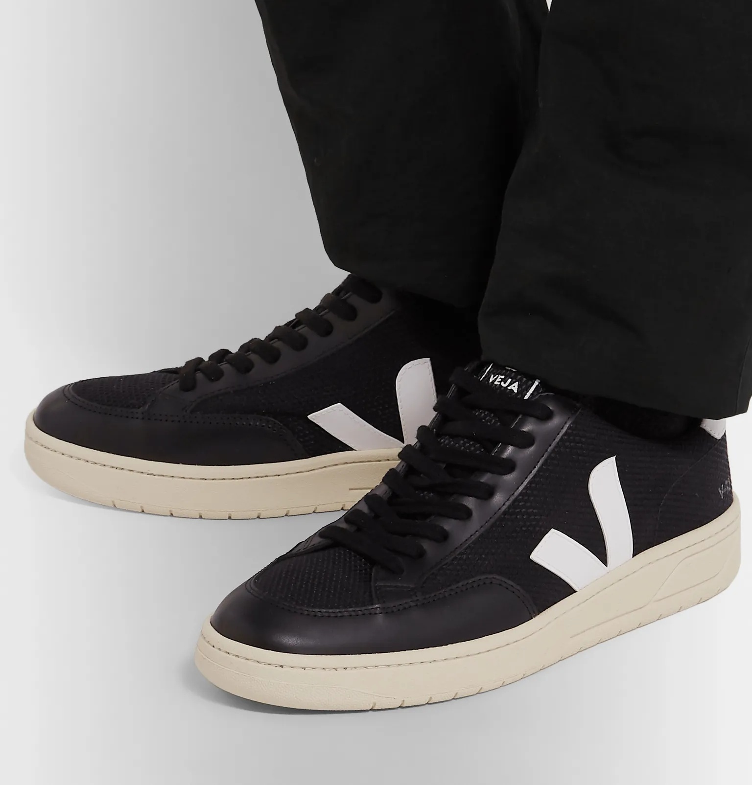 V-12 Leather-Trimmed B-Mesh Sneakers - 5