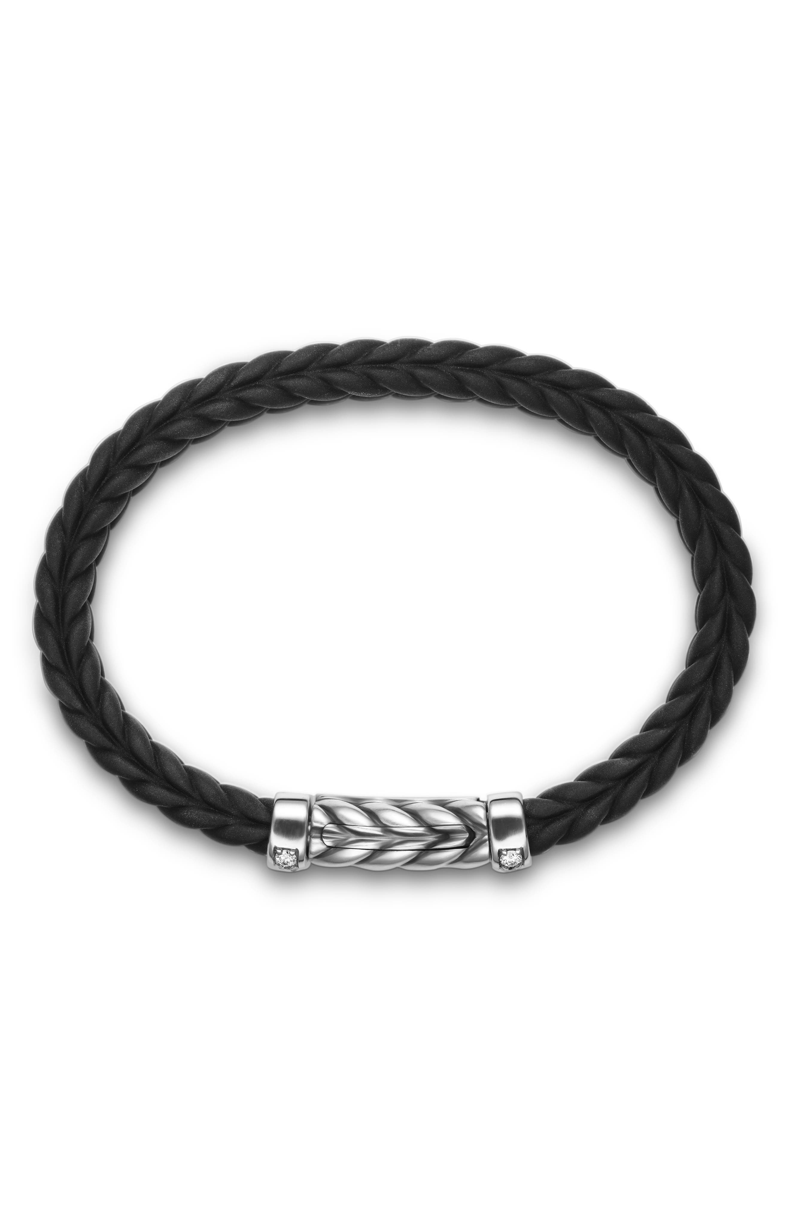 David Yurman Chevron Station Rubber Bracelet in Black/diamond at Nordstrom - 5
