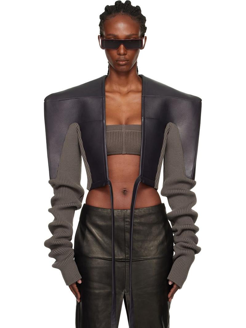 Black & Gray Concordians Tight Leather Jacket 1