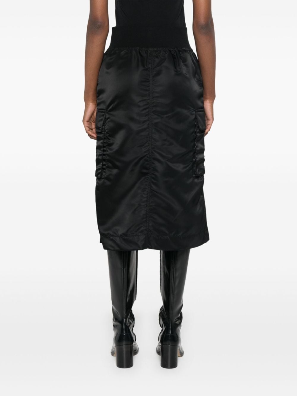 ribbed-waistband midi skirt - 4