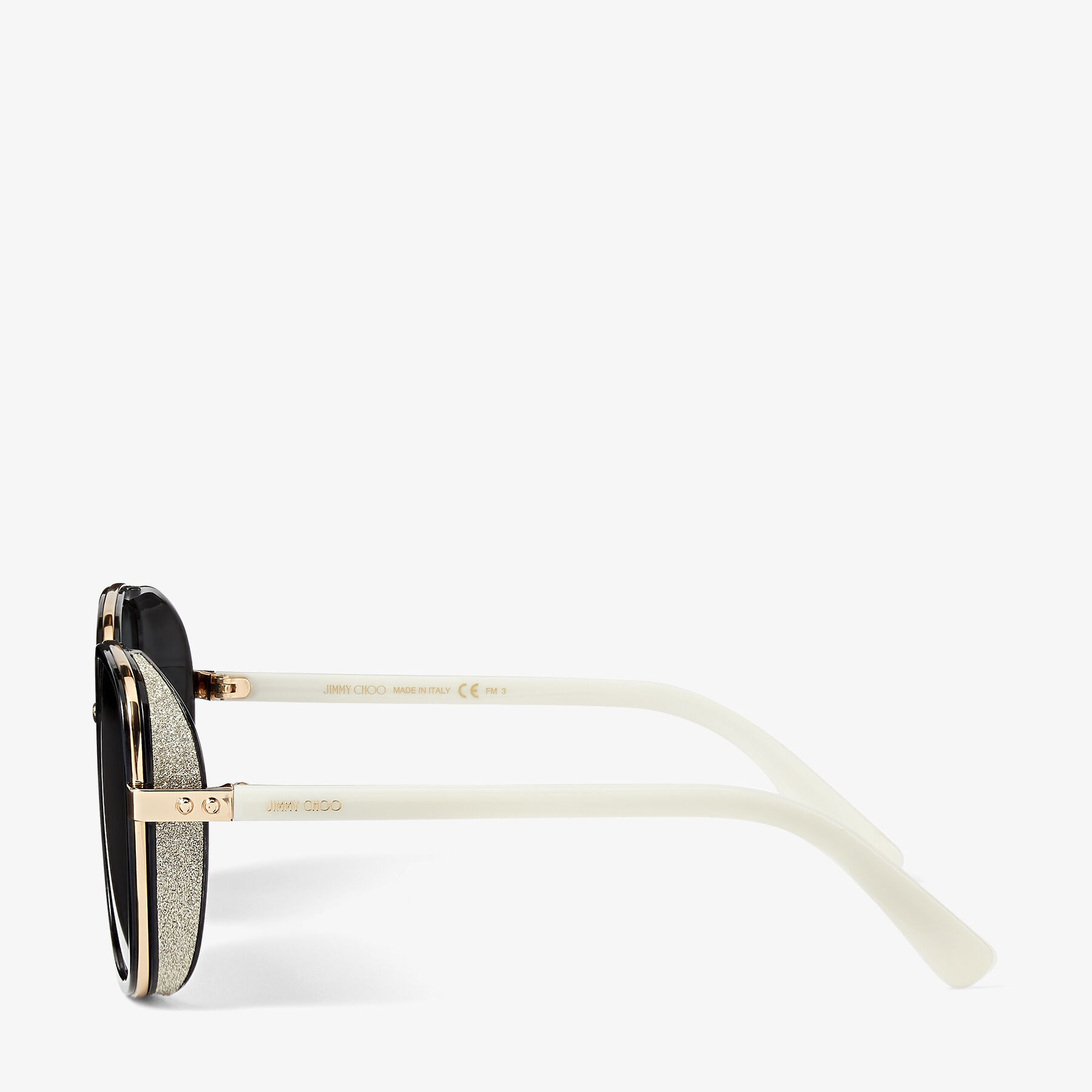 Elva
Black Square-Frame Sunglasses with Gold Glitter - 2