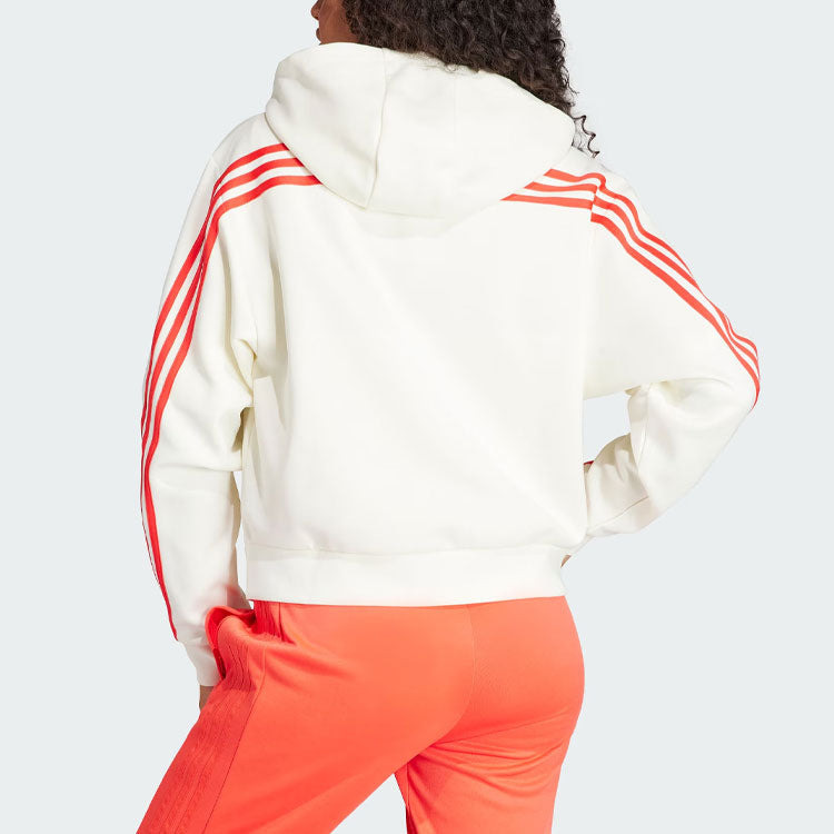 (WMNS) adidas Future Icons 3-Stripes Full Zip Hoodie 'White Bright Red' IS3679 - 4