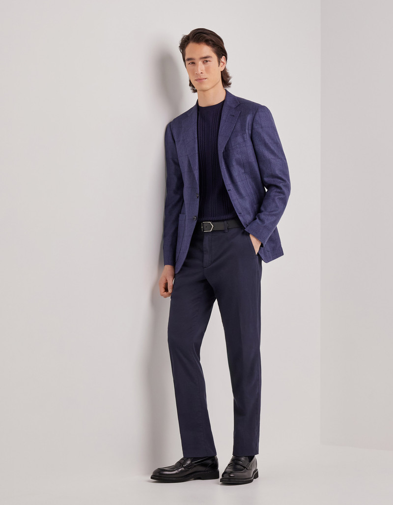 Canali NAVY BLUE REGULAR FIT CHINO PANTS IN COTTON AND SILK GABARDINE outlook