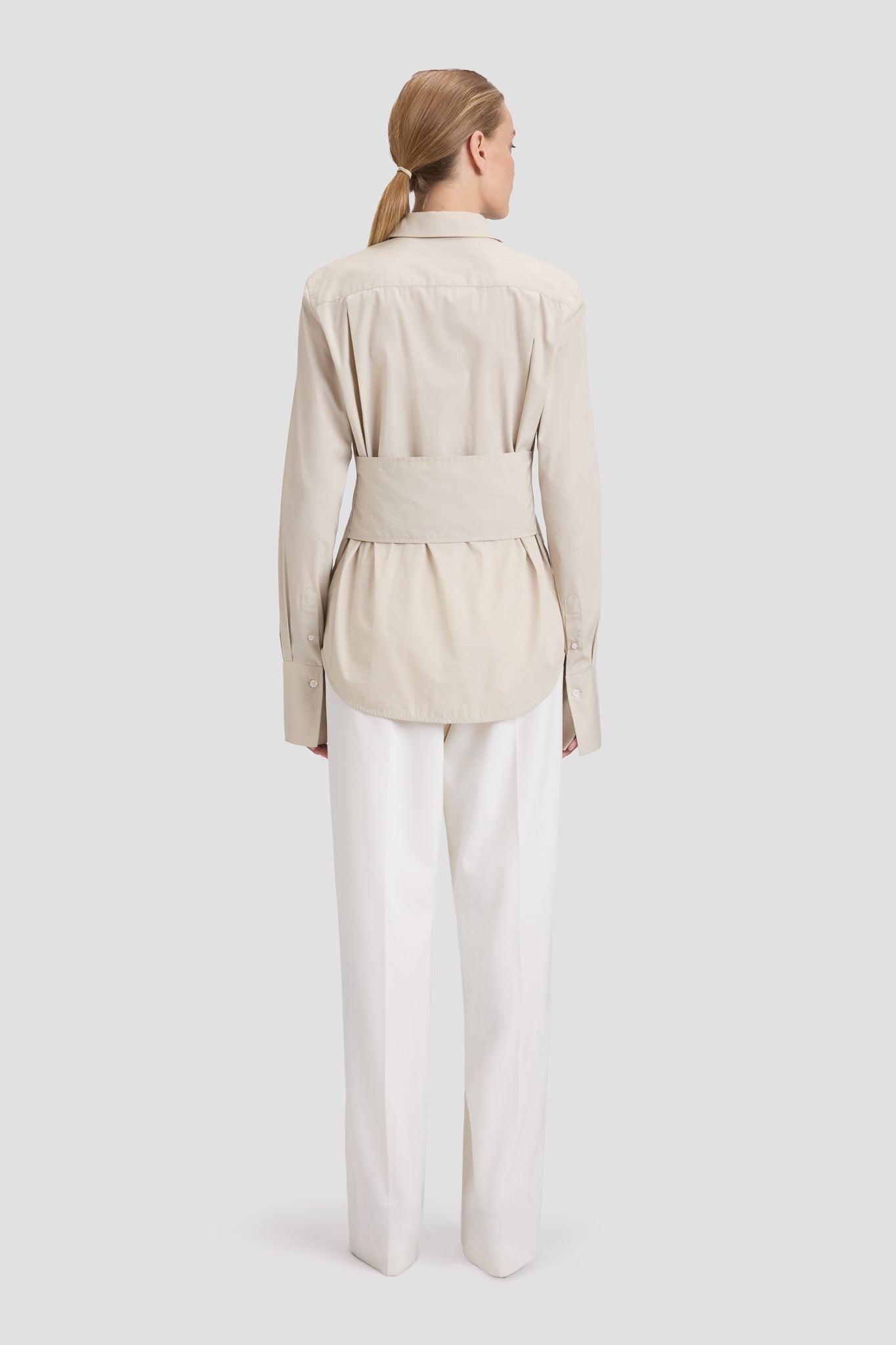 Tab Detail Shirt In Pumice - 5