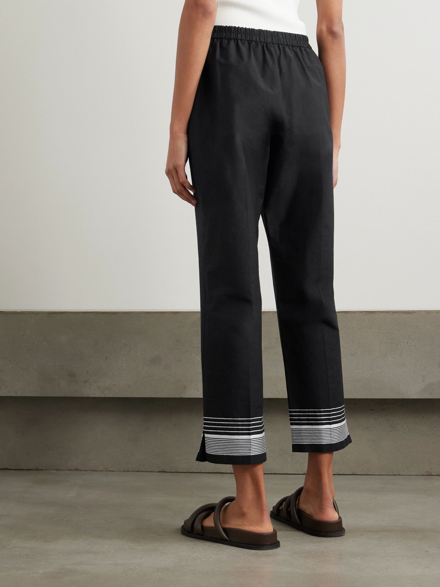 Tottenham cropped embroidered cotton-blend straight-leg pants Black - 4