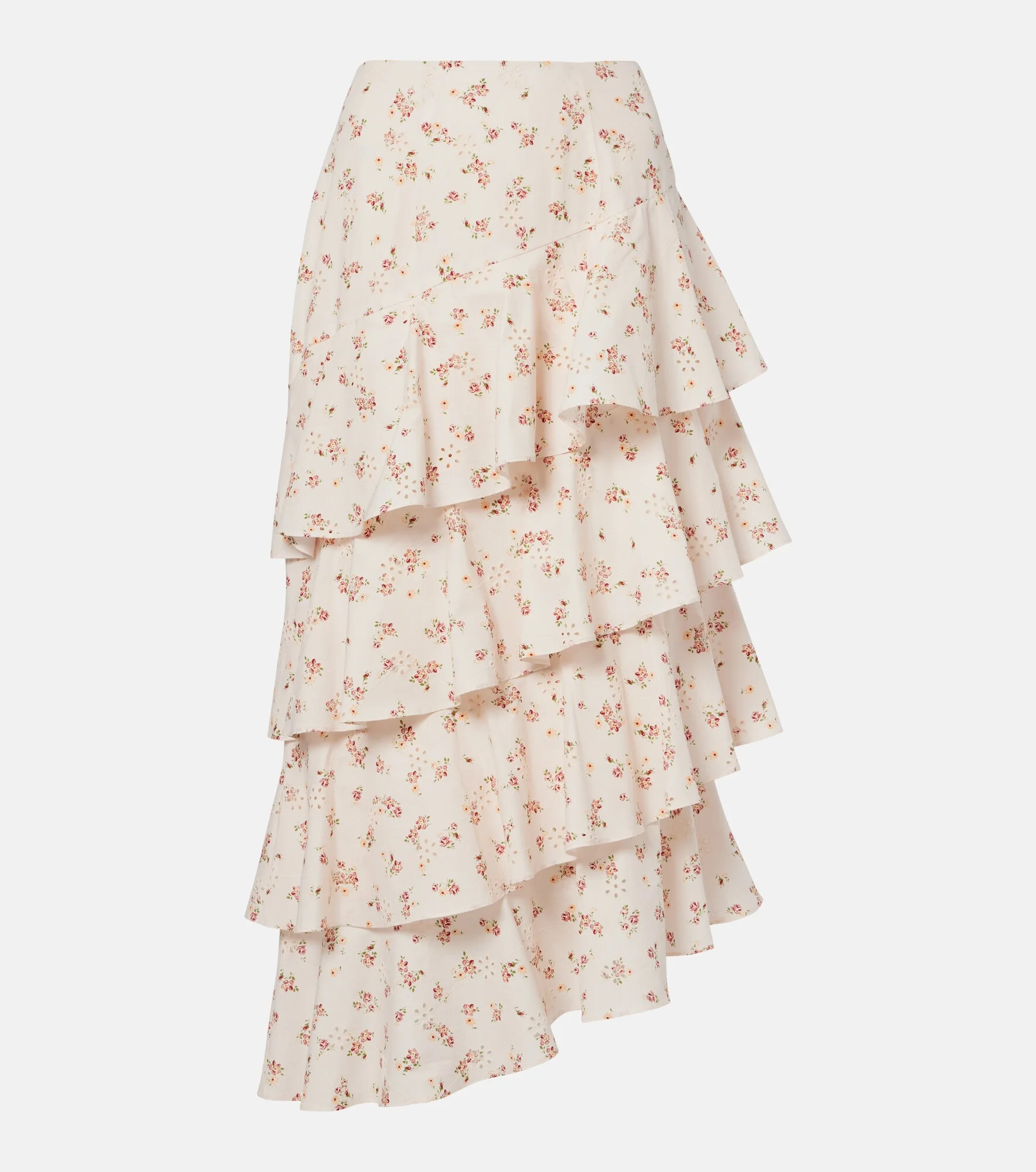 Laura floral tiered cotton midi skirt - 1