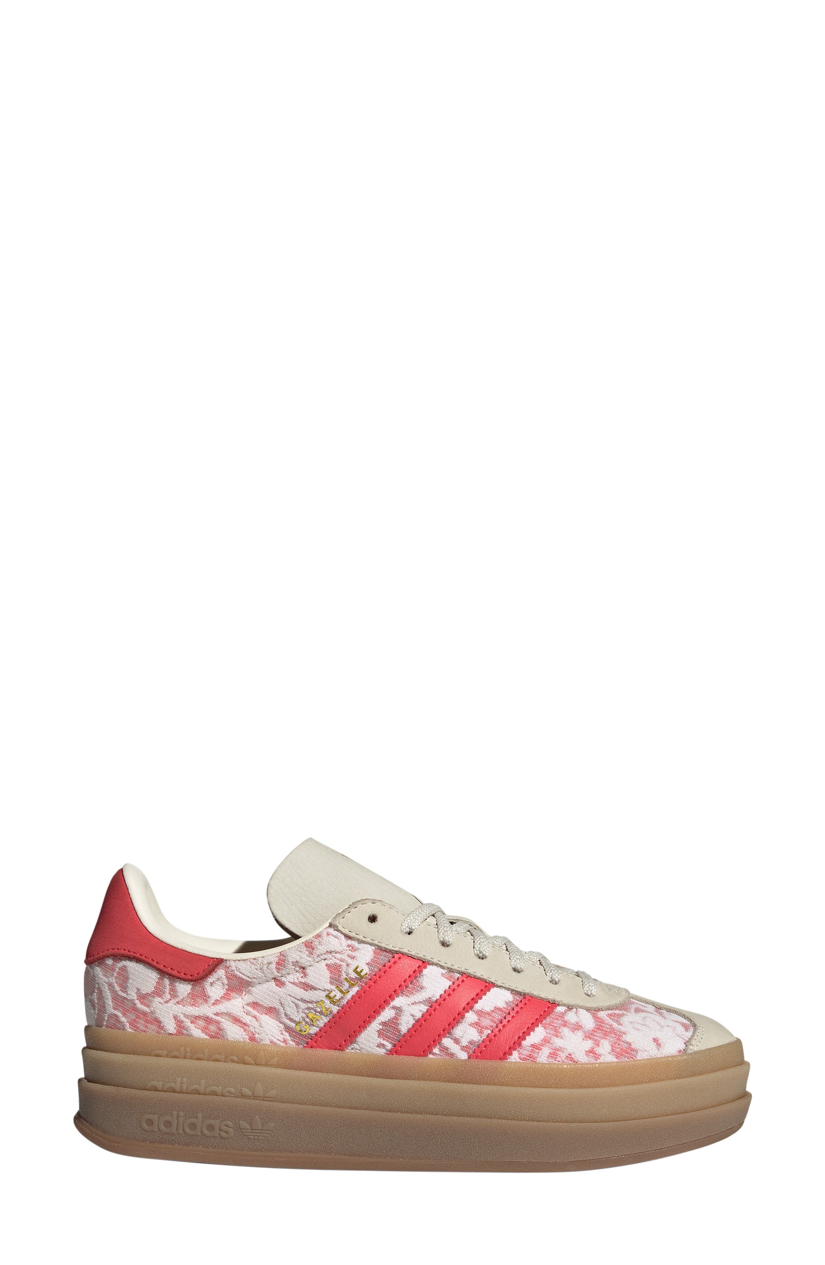 adidas x Liberty London Gazelle Bold Platform Sneaker in White/Cream White/scarlet at Nordstrom - 3