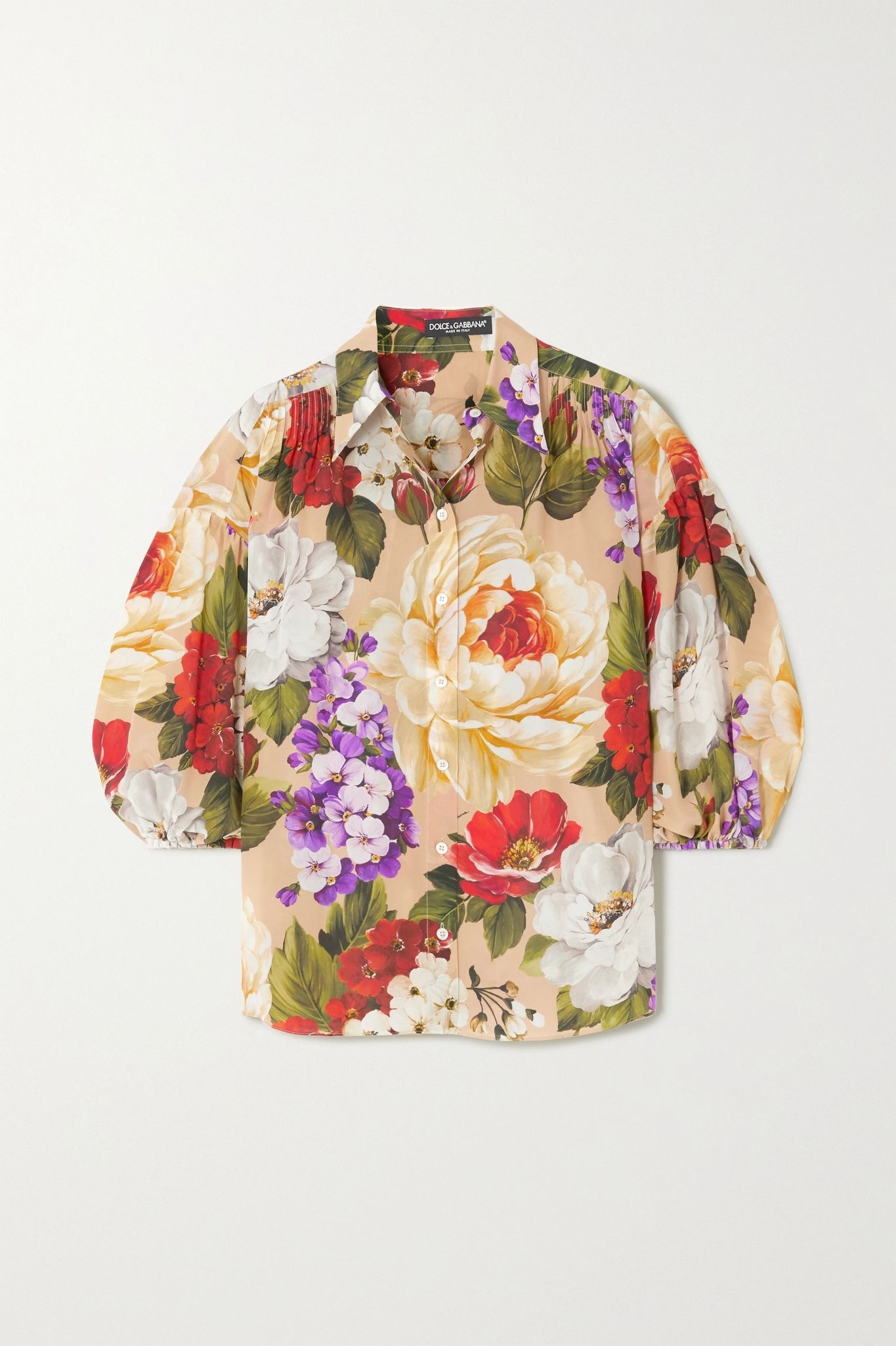 Floral-print silk blouse - 1