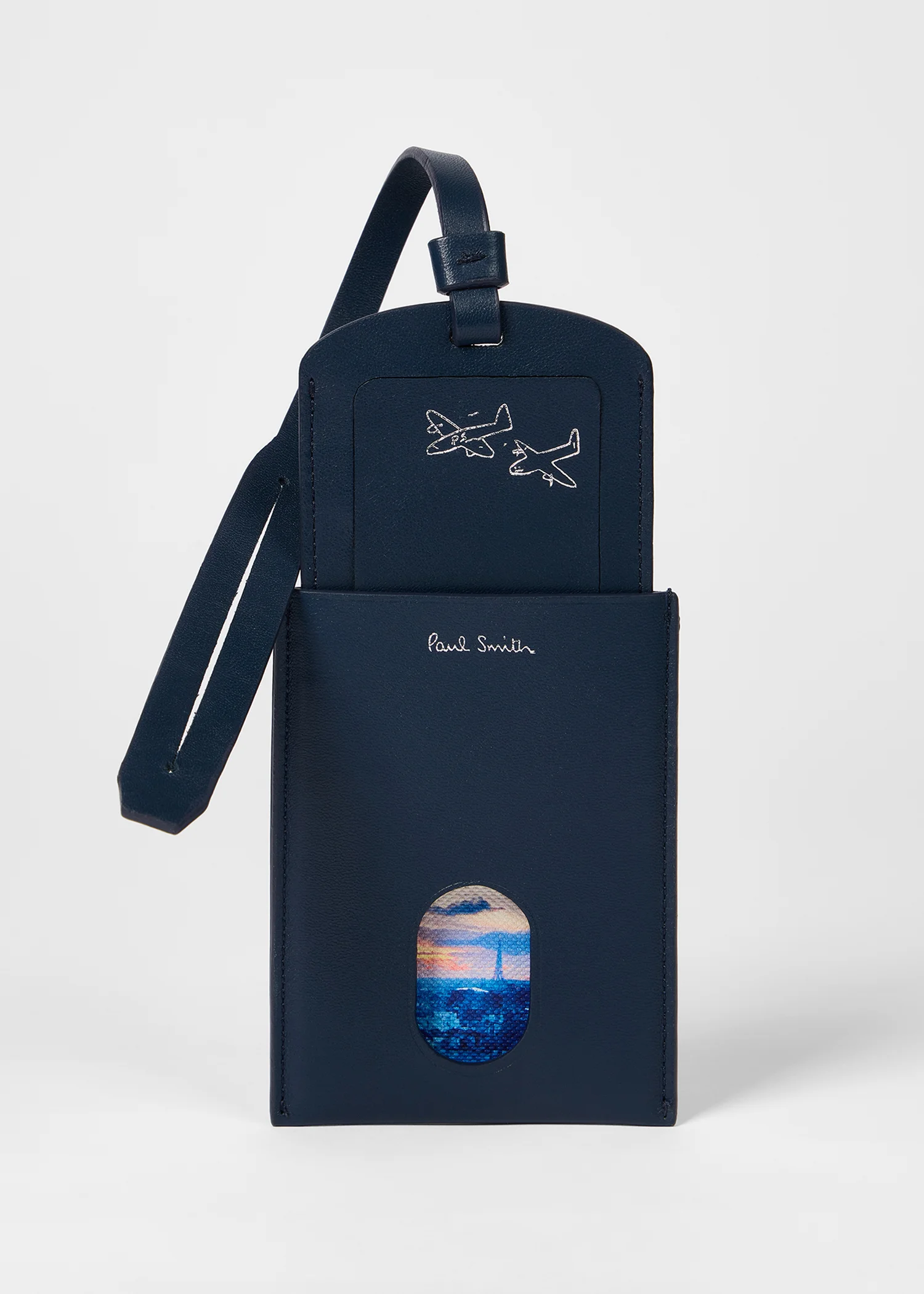 Navy Leather 'Paris' Luggage Tag - 1
