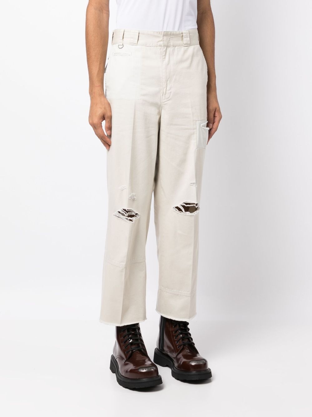 distressed straight-leg trousers - 3