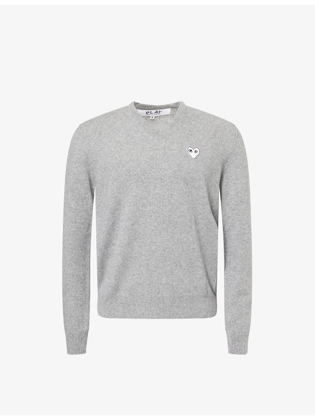 Heart-Embroidered Knitted Wool Jumper - 1