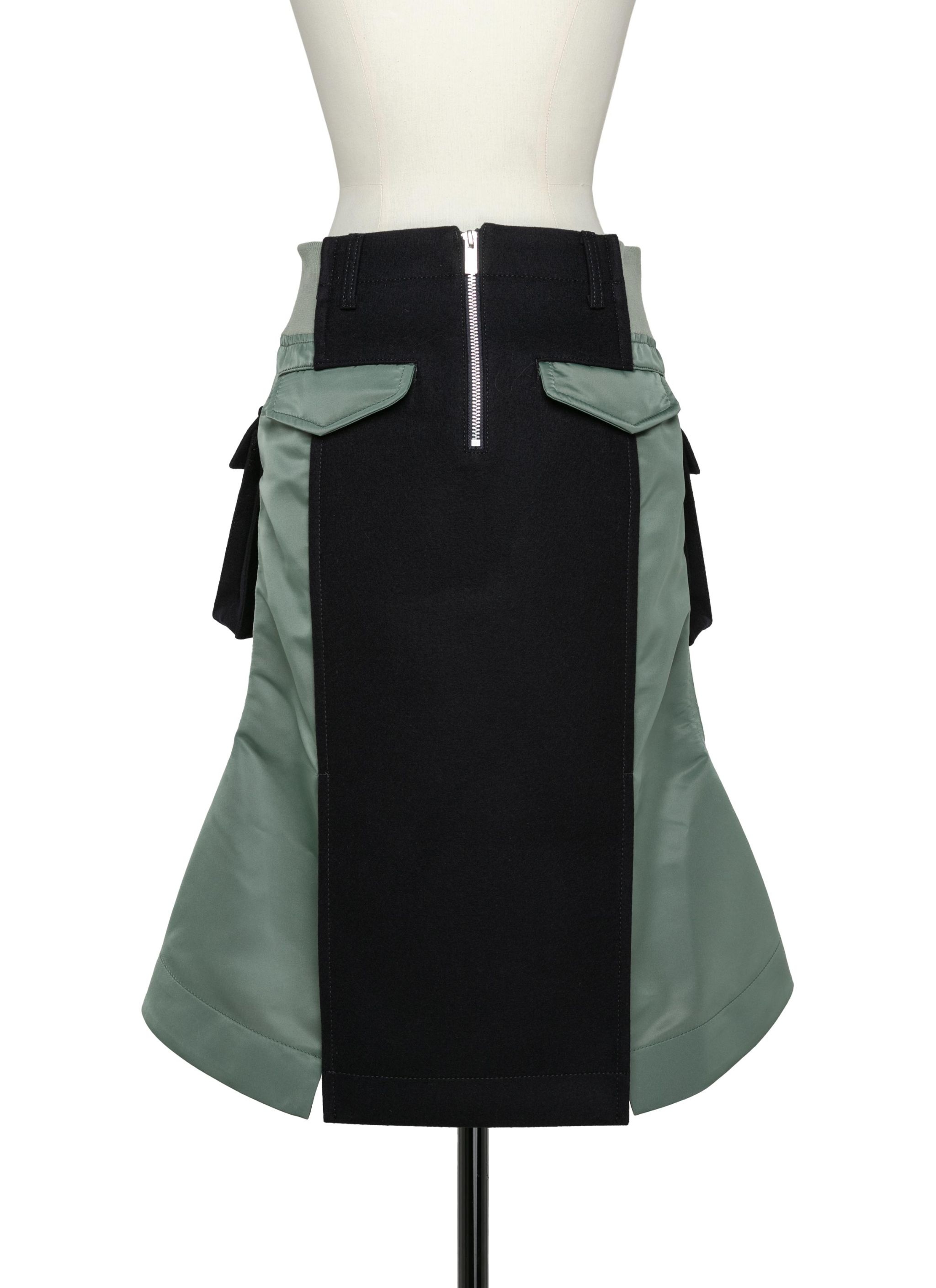 Wool Melton x Nylon Twill Skirt - 4