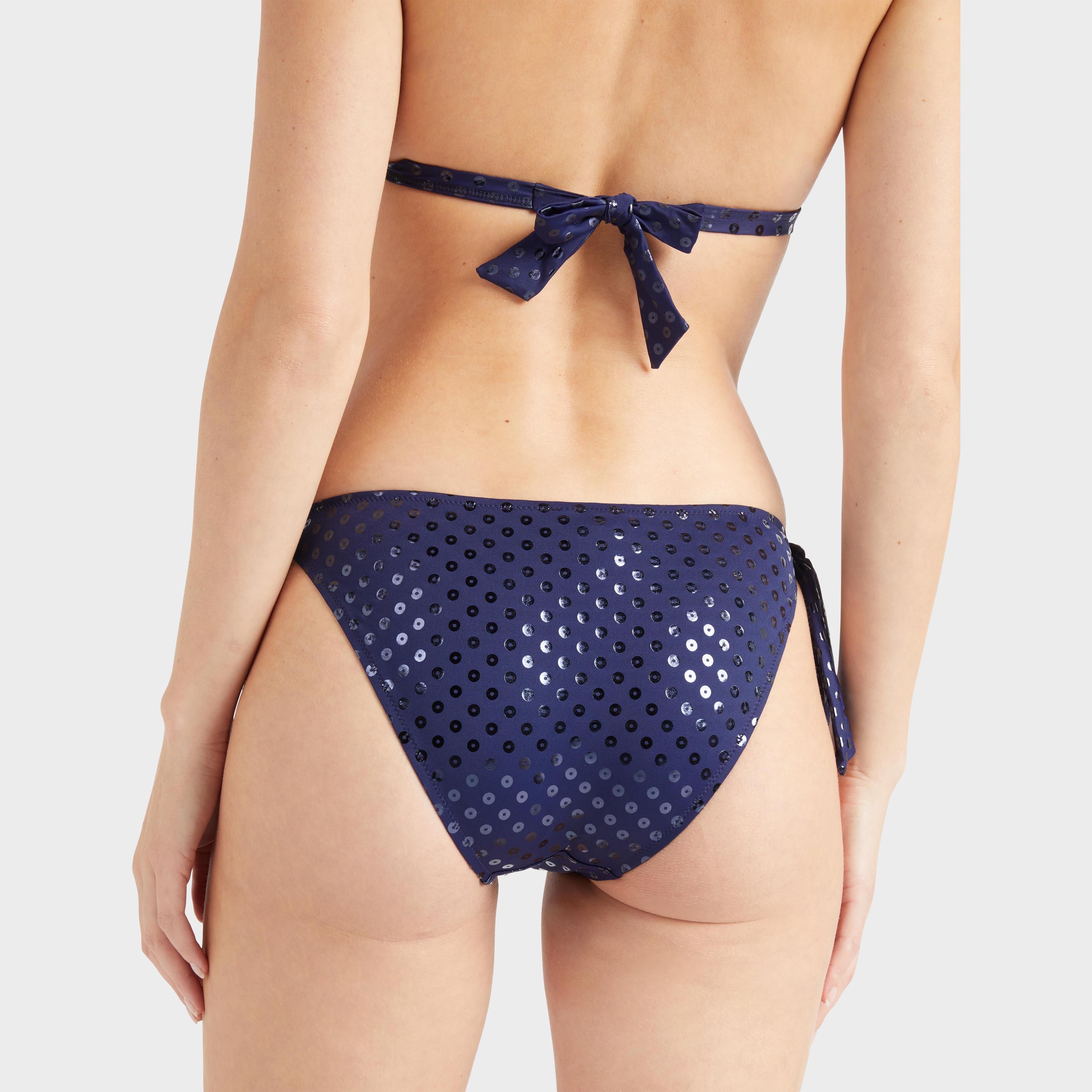 Women Side Tie Bikini Bottom Relief Sparkling - 6
