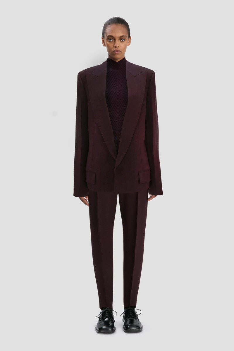 Victoria Beckham Dropped Lapel Jacket In Deep Mahogany outlook