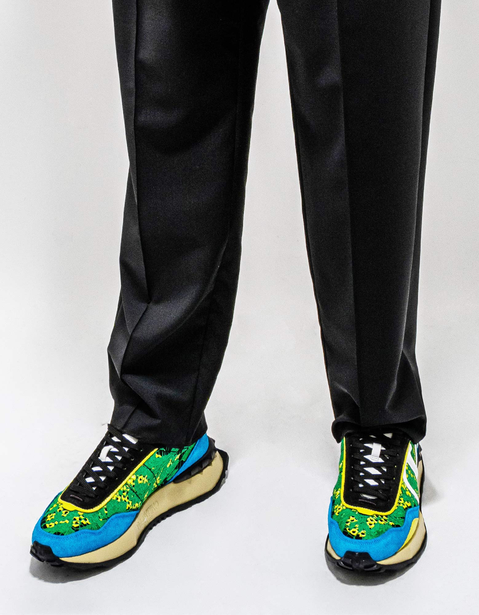 Valentino Green & Blue Lace & Mesh Lacerunner Trainers - 3