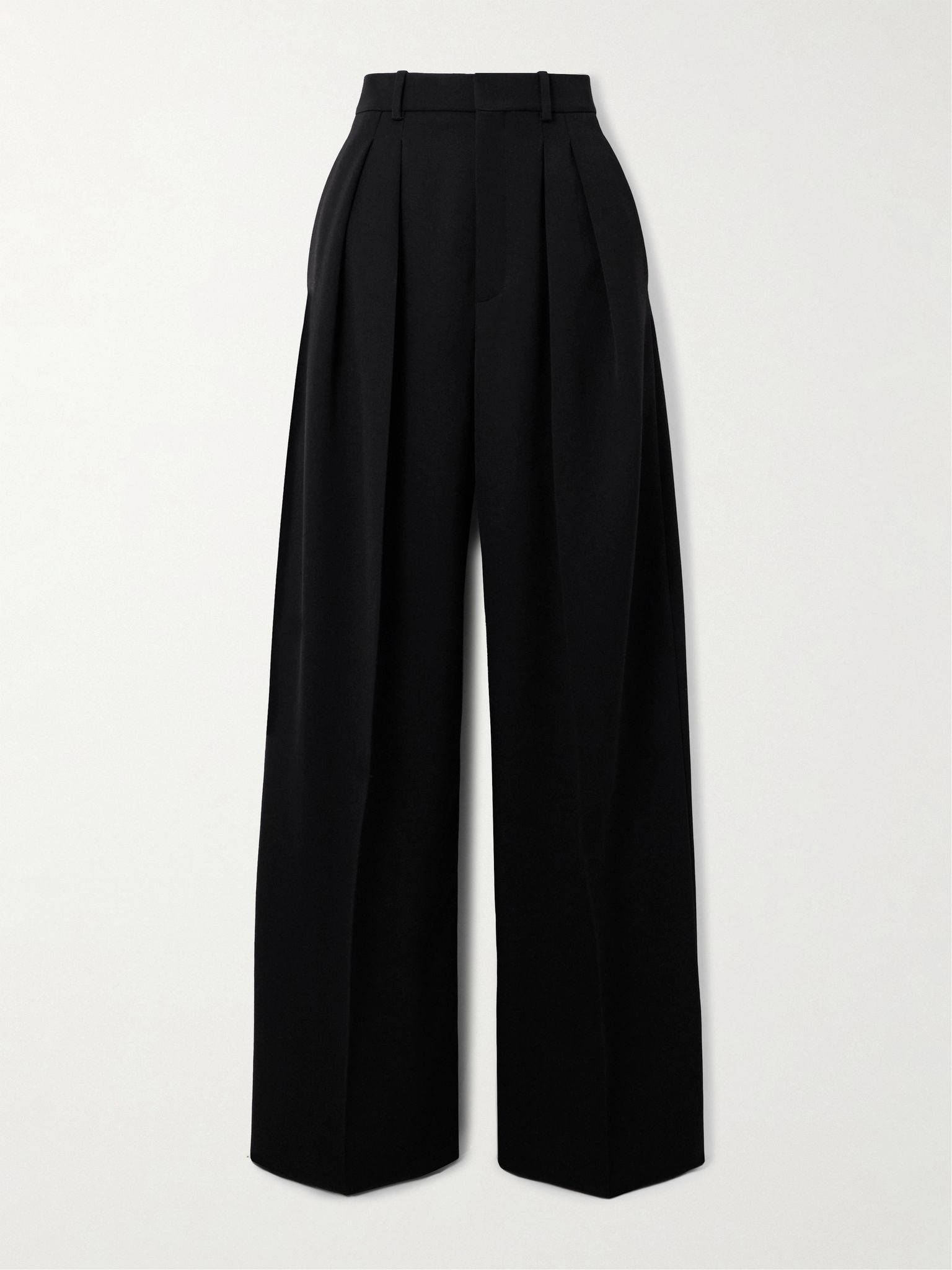 Pleated wool wide-leg pants Black - 1