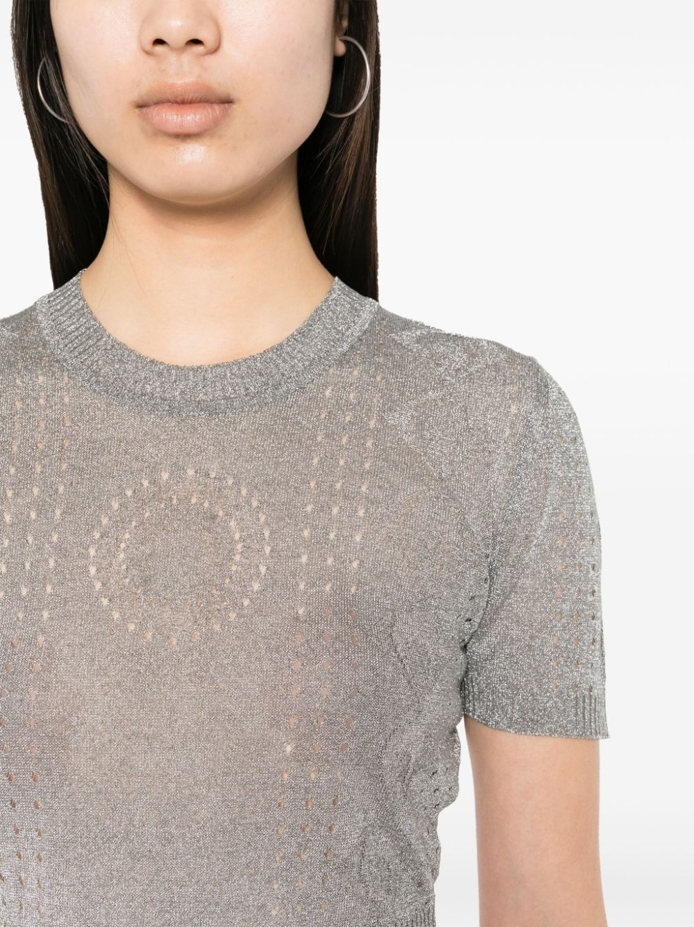 metallic fine-ribbed top - 5
