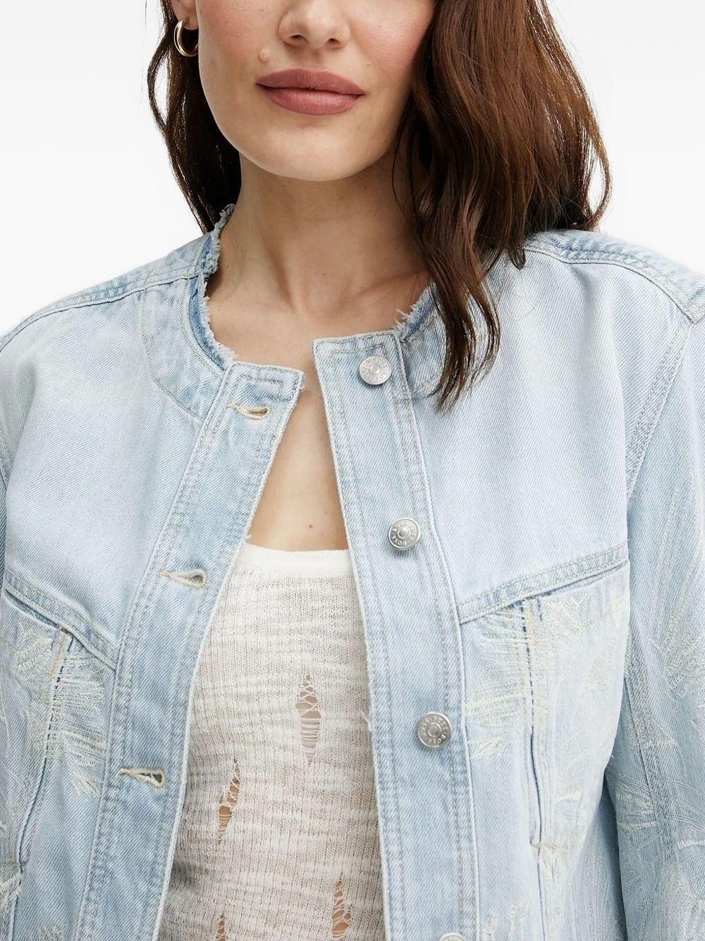 embroidered denim jacket - 3