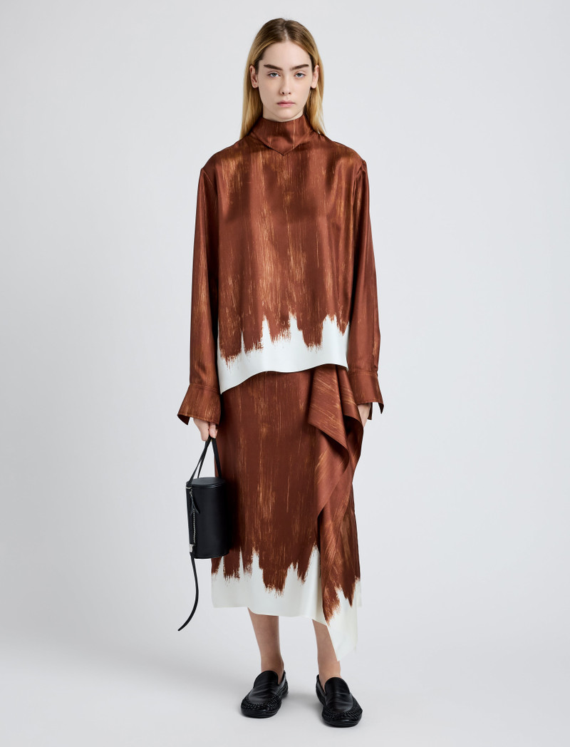 Proenza Schouler Amery Skirt in Double Printed Silk Twill outlook
