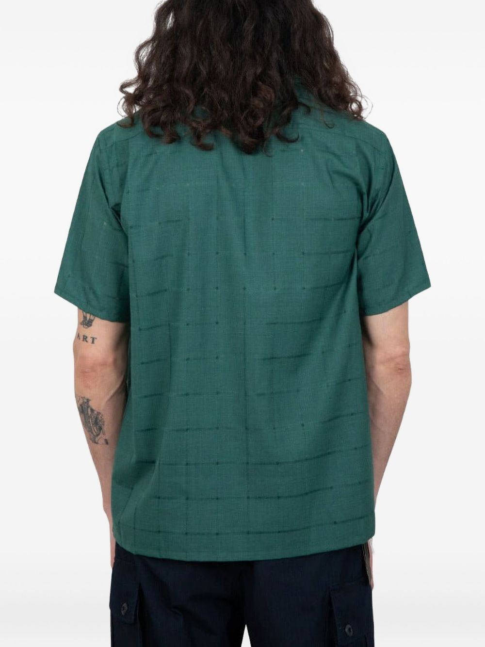 grid-pattern short-sleeve shirt - 3