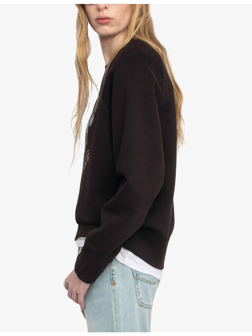 Upper Rhinestone-Embellished Cotton-Blend Sweatshirt - 3