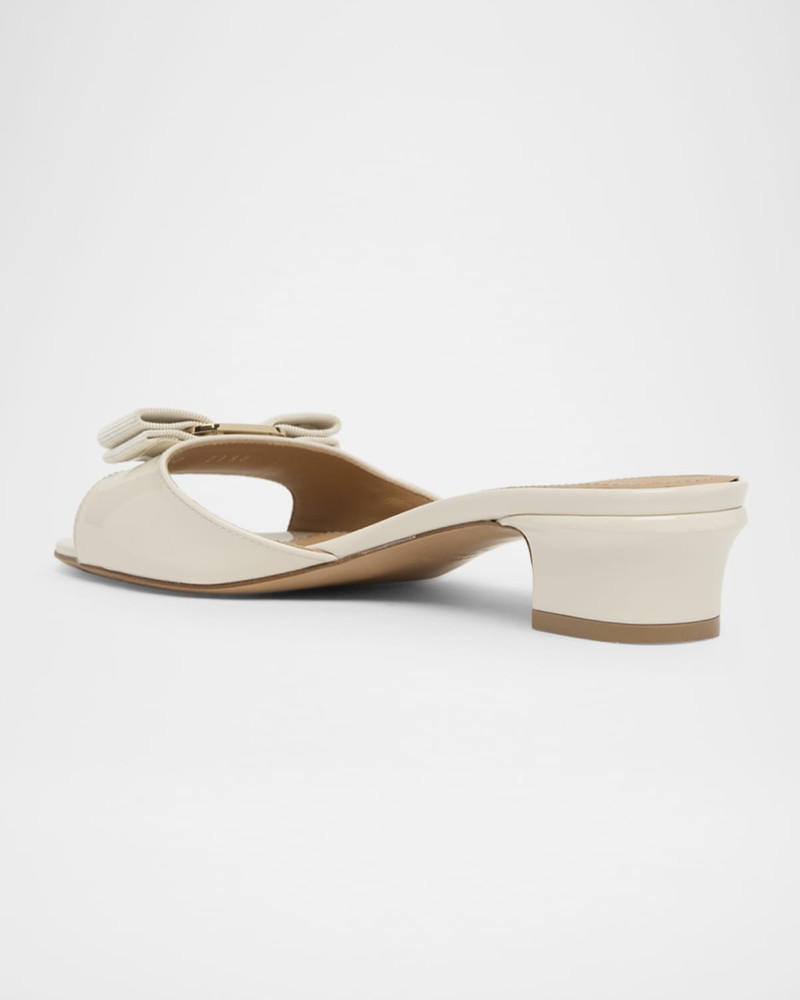 FERRAGAMO Vanilla Patent Leather Bow Mules outlook