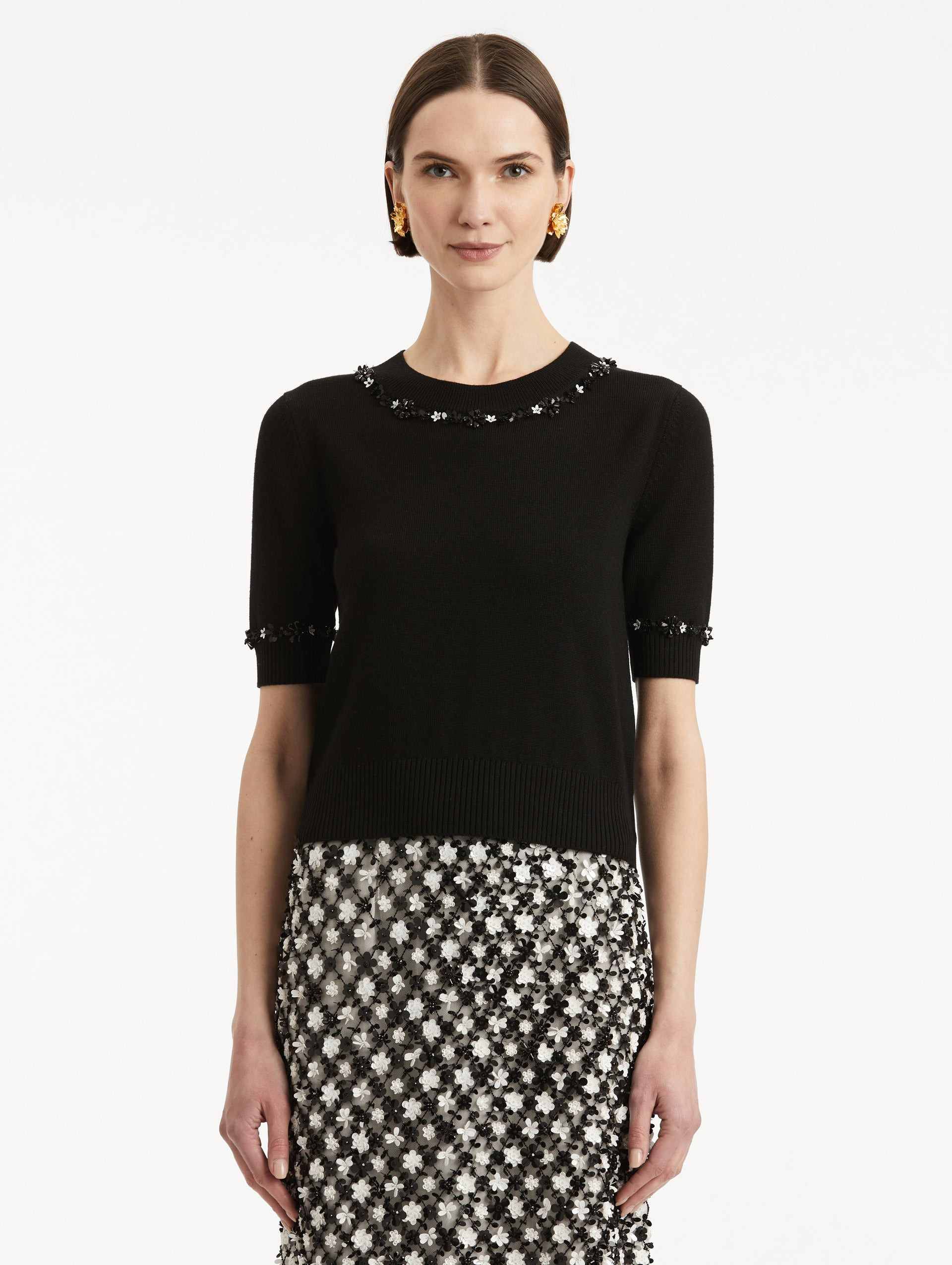 SEQUIN FLORET TRIM PULLOVER - 5