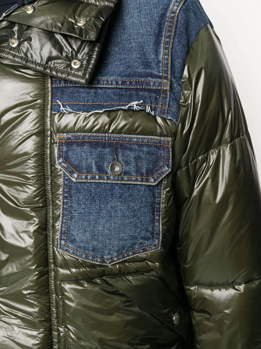 denim-panelled puffer jacket - 5