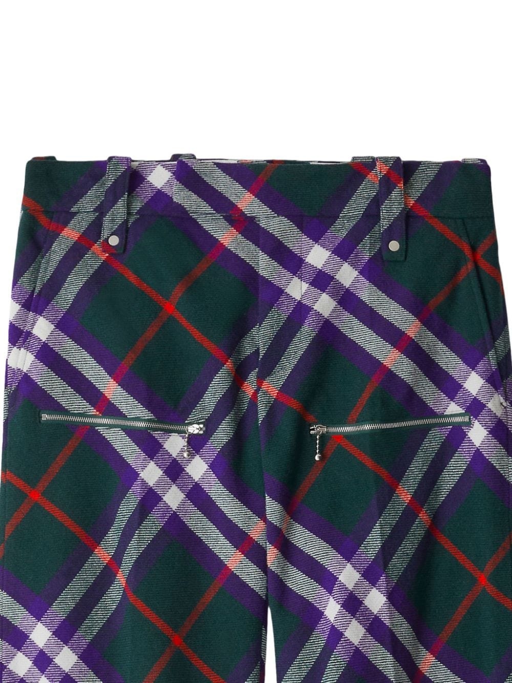 plaid-check wool trousers - 2
