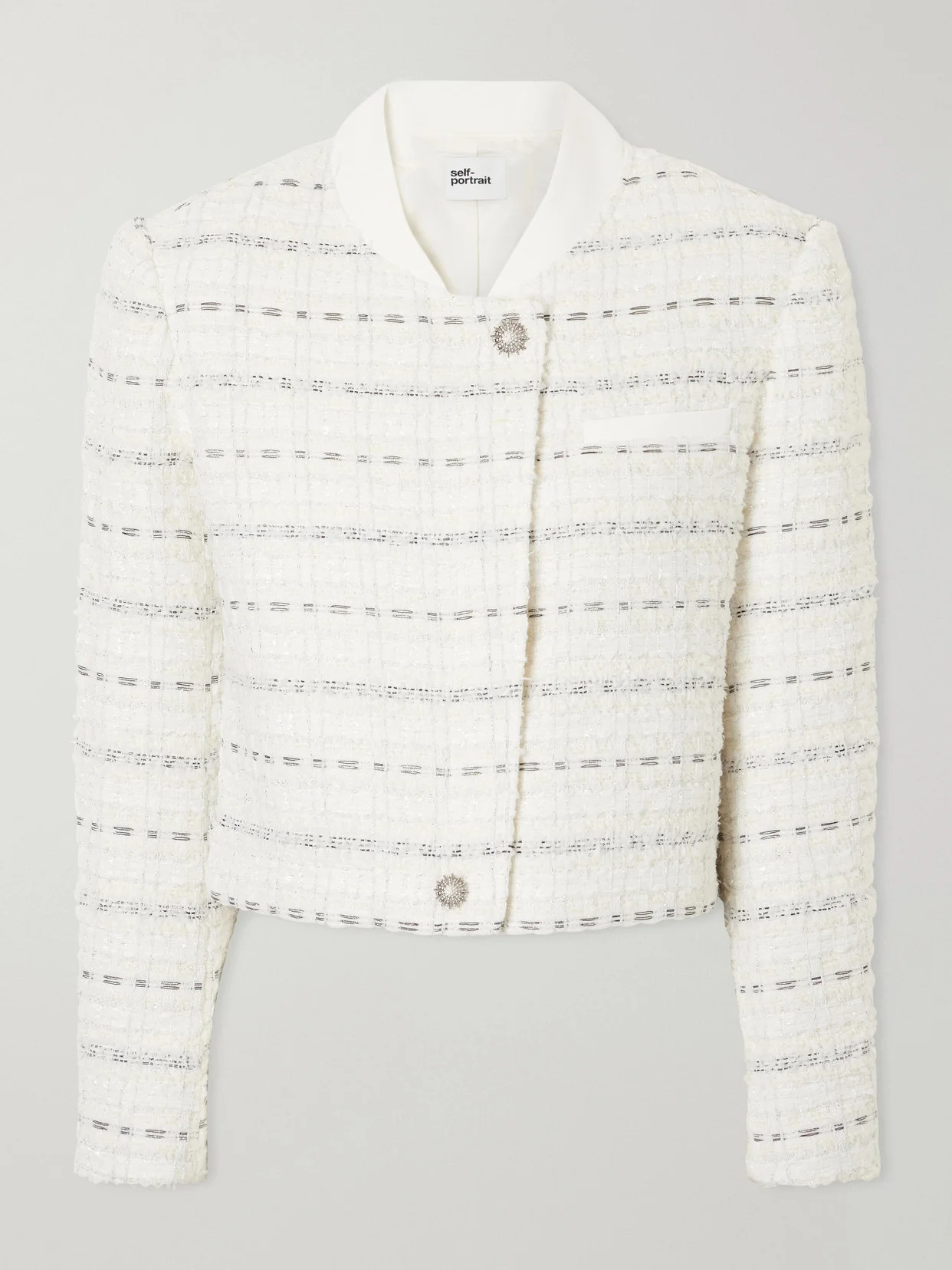 Cropped Metallic Bouclè Jacket - 1