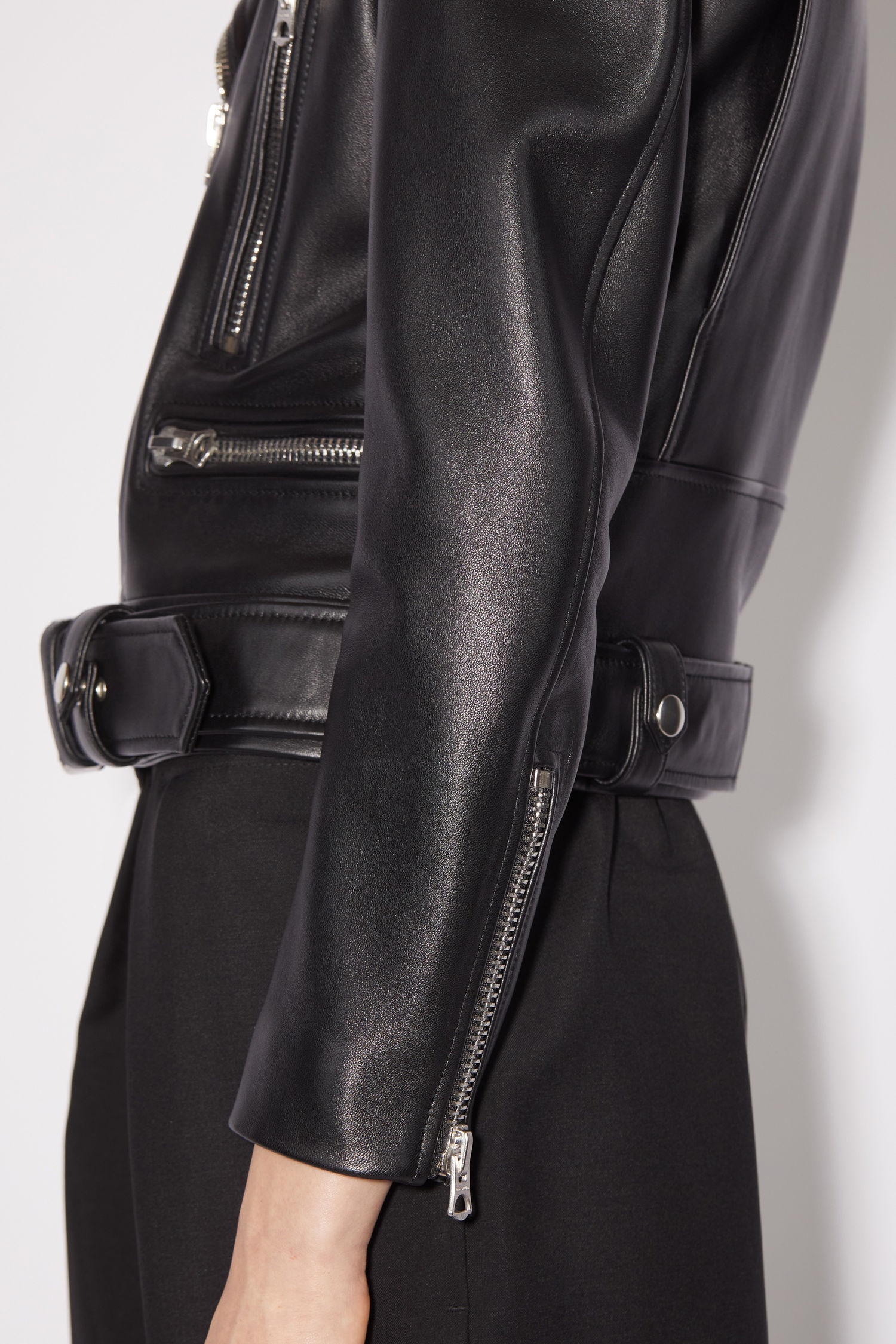 Leather biker jacket - Black - 6