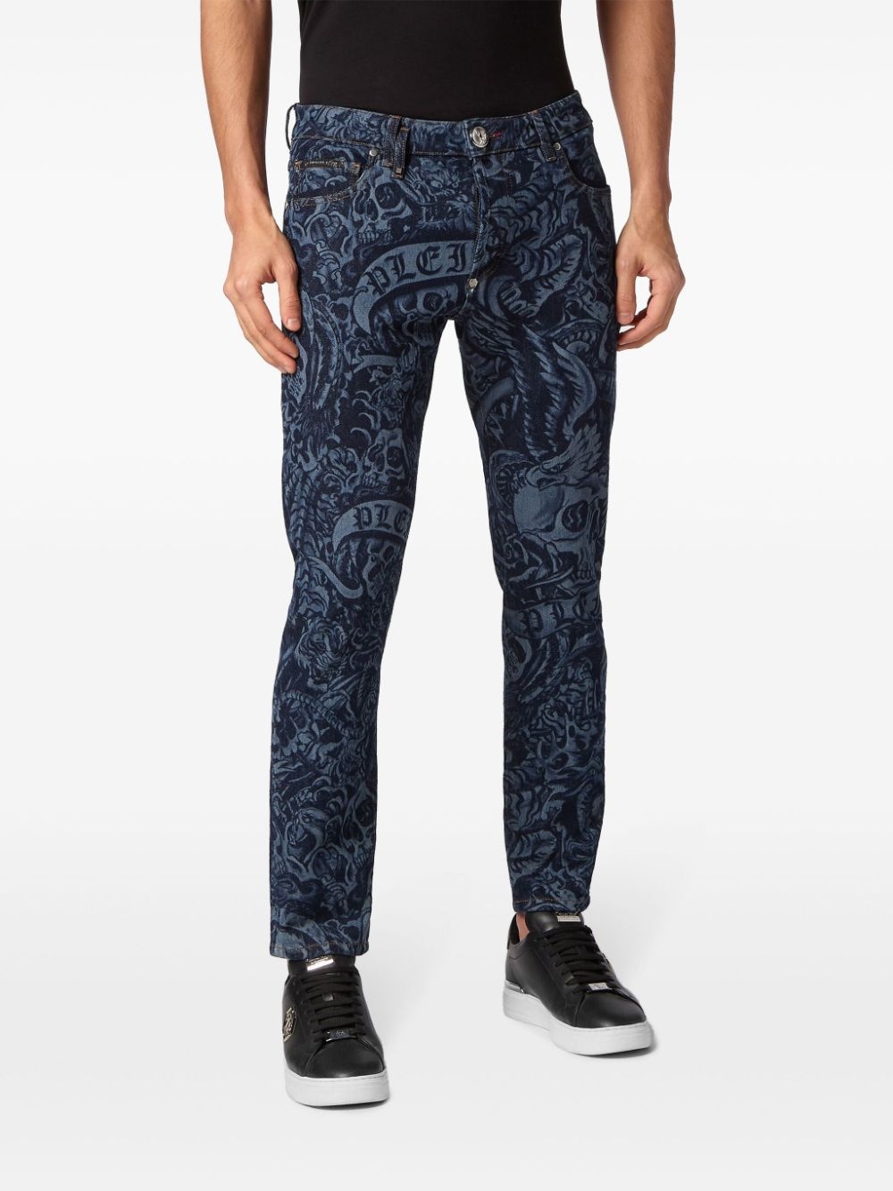 tattoo-print skinny jeans - 3