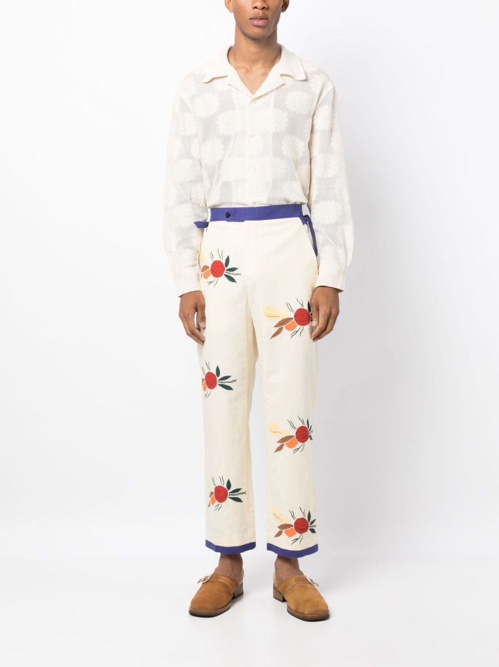 patch-detail cropped trousers - 2
