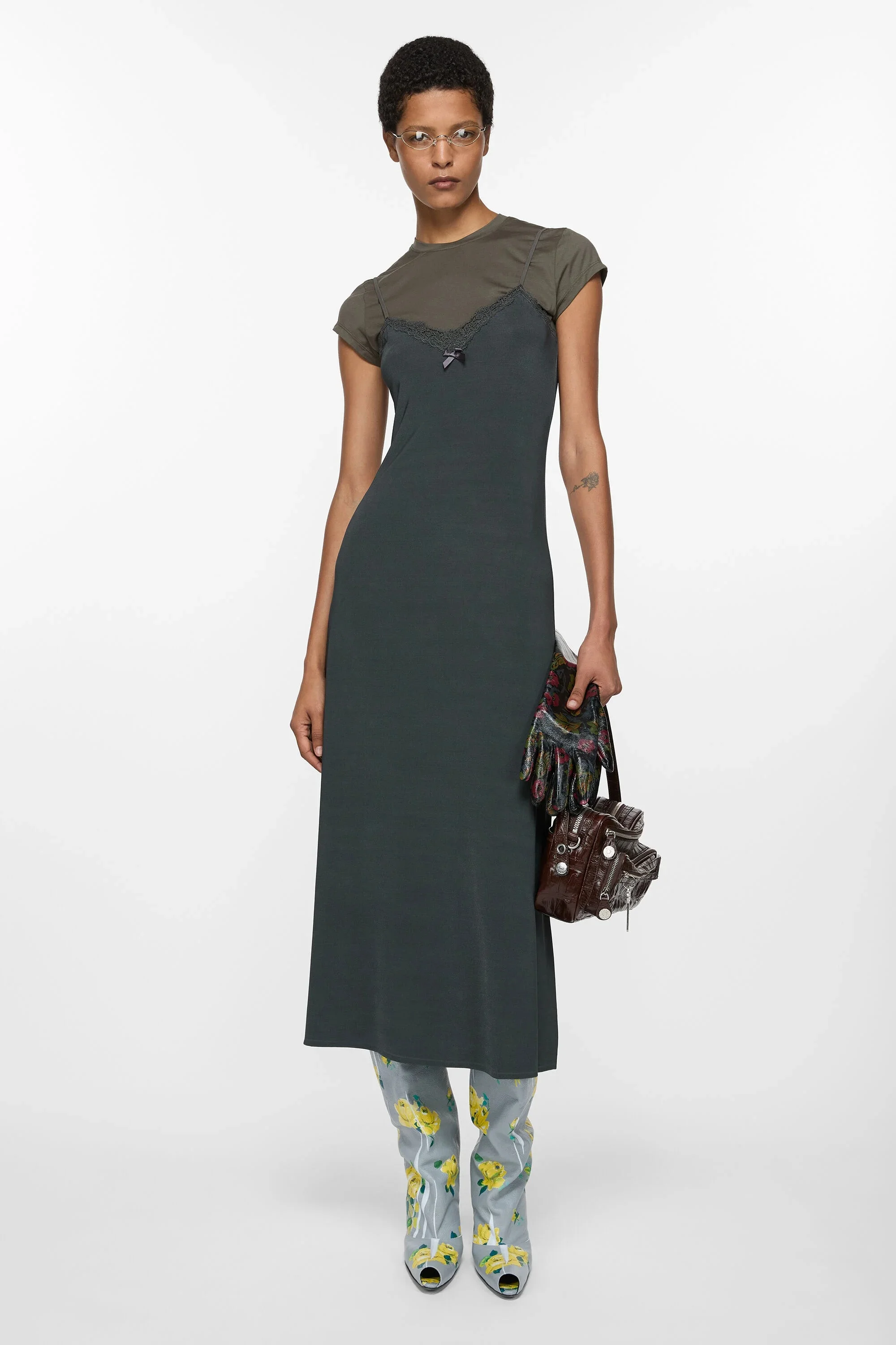 Acne Studios Layered jersey dress - Grey/anthracite - A20796-CCH |  REVERSIBLE