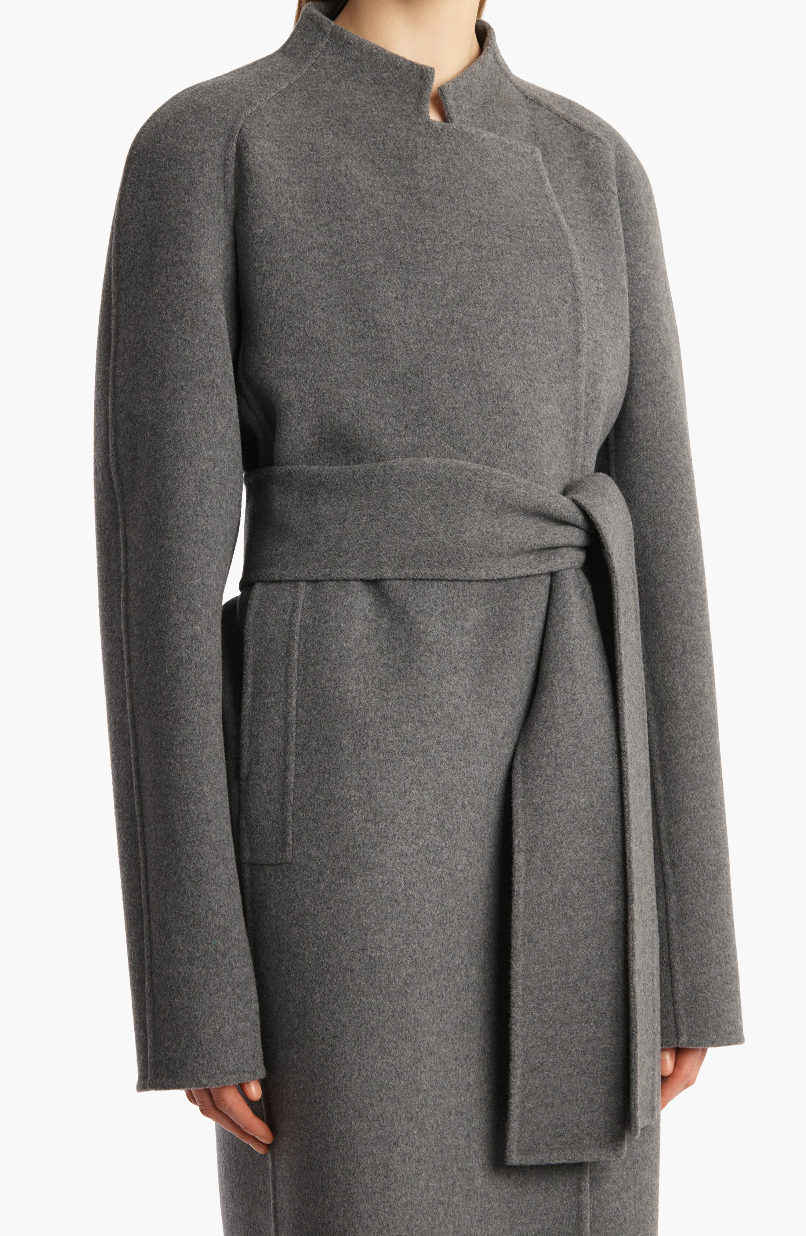 Khaite Deena Wool Belted Coat in Grey Melange at Nordstrom - 4