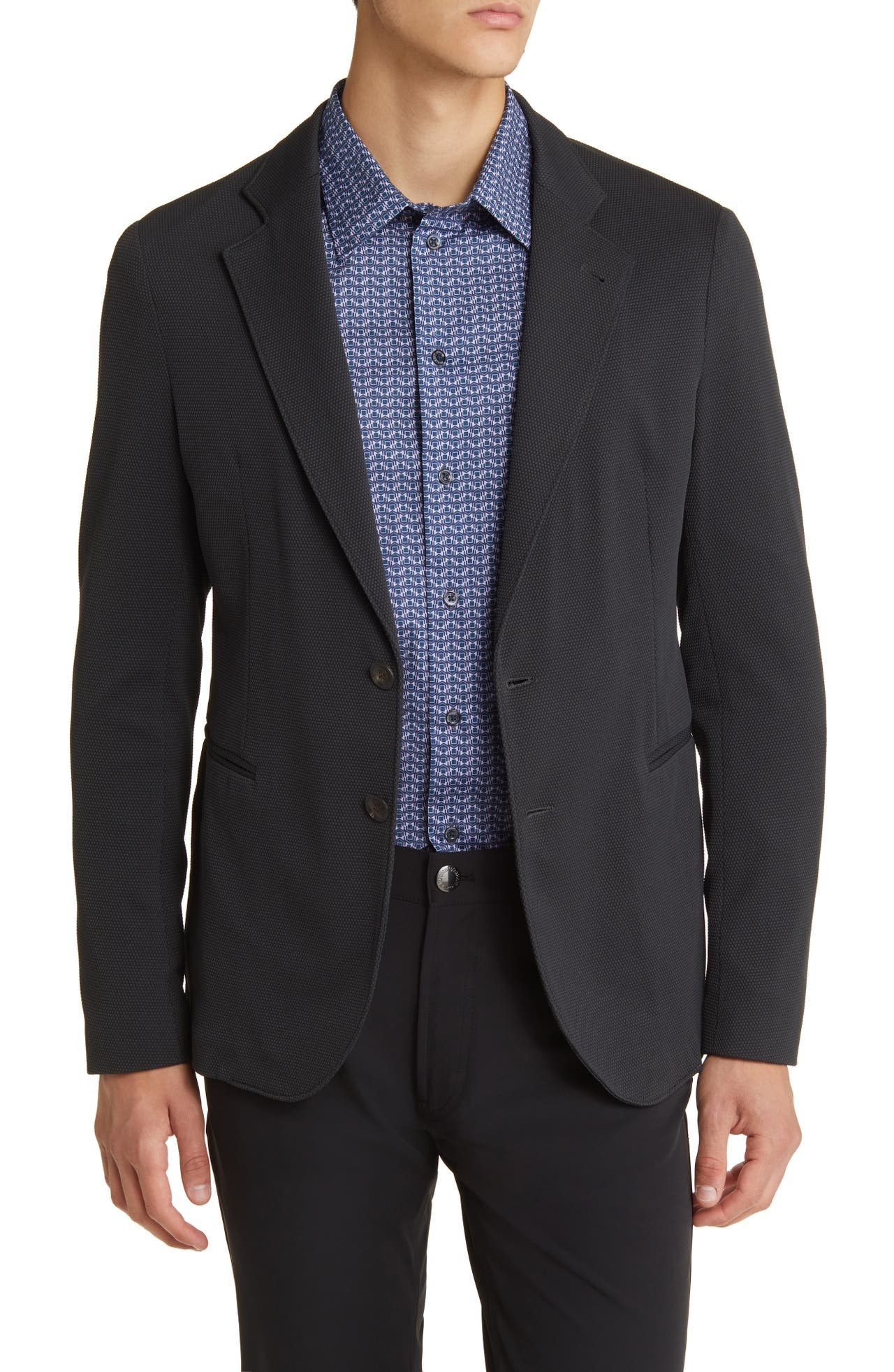 Emporio Armani Textured Stretch Blazer in Grey at Nordstrom - 1