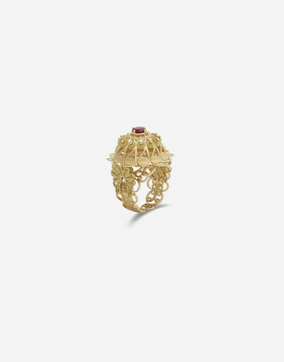 Dolce & Gabbana Pizzo ring in yellow gold and rhodolite garnet outlook