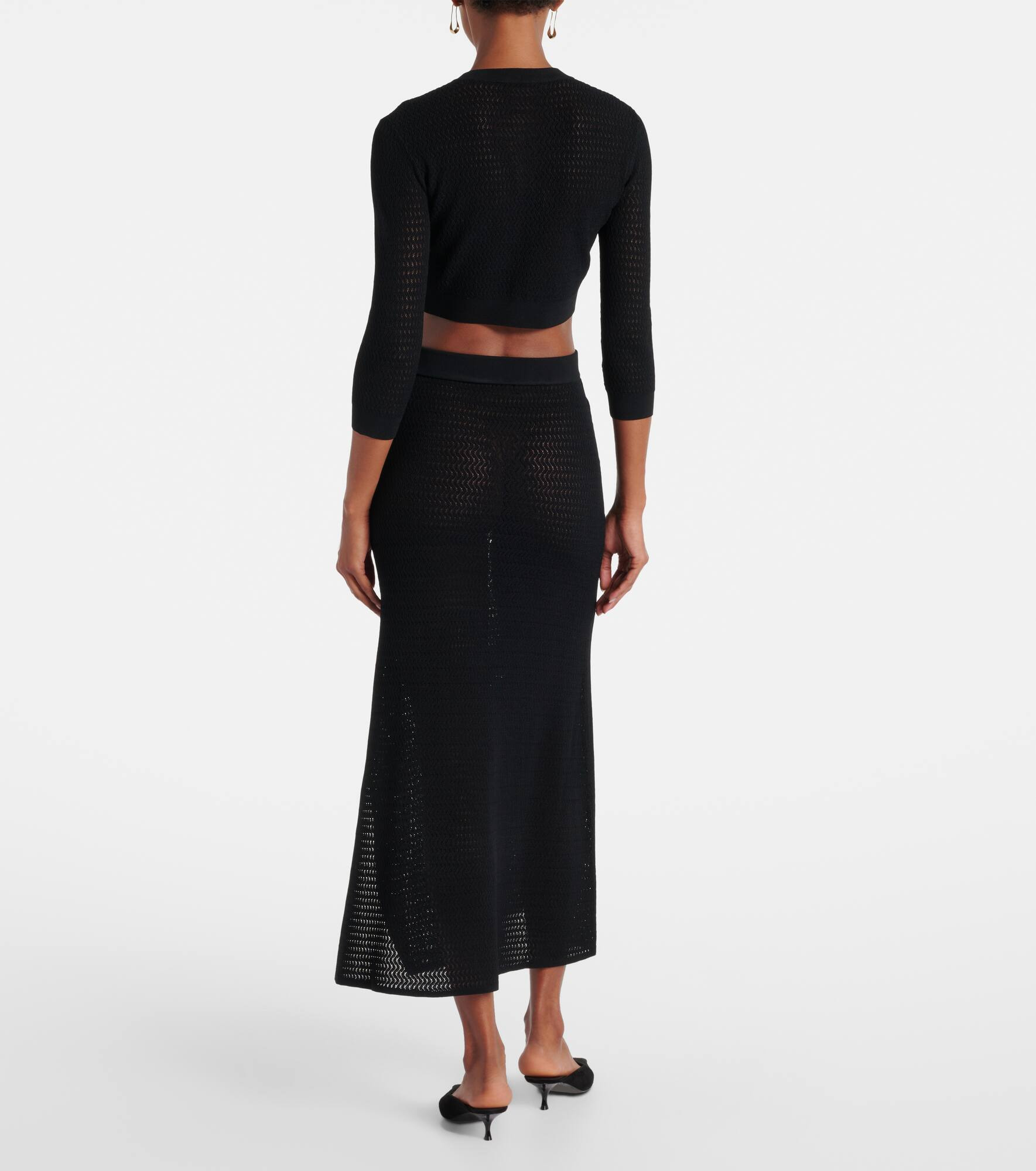 Pointelle cropped cardigan - 3
