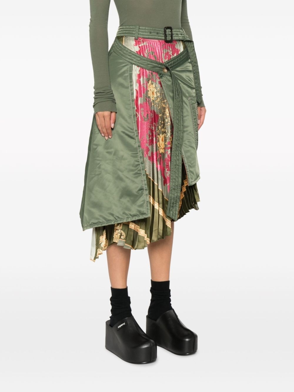 floral-print draped midi skirt - 3