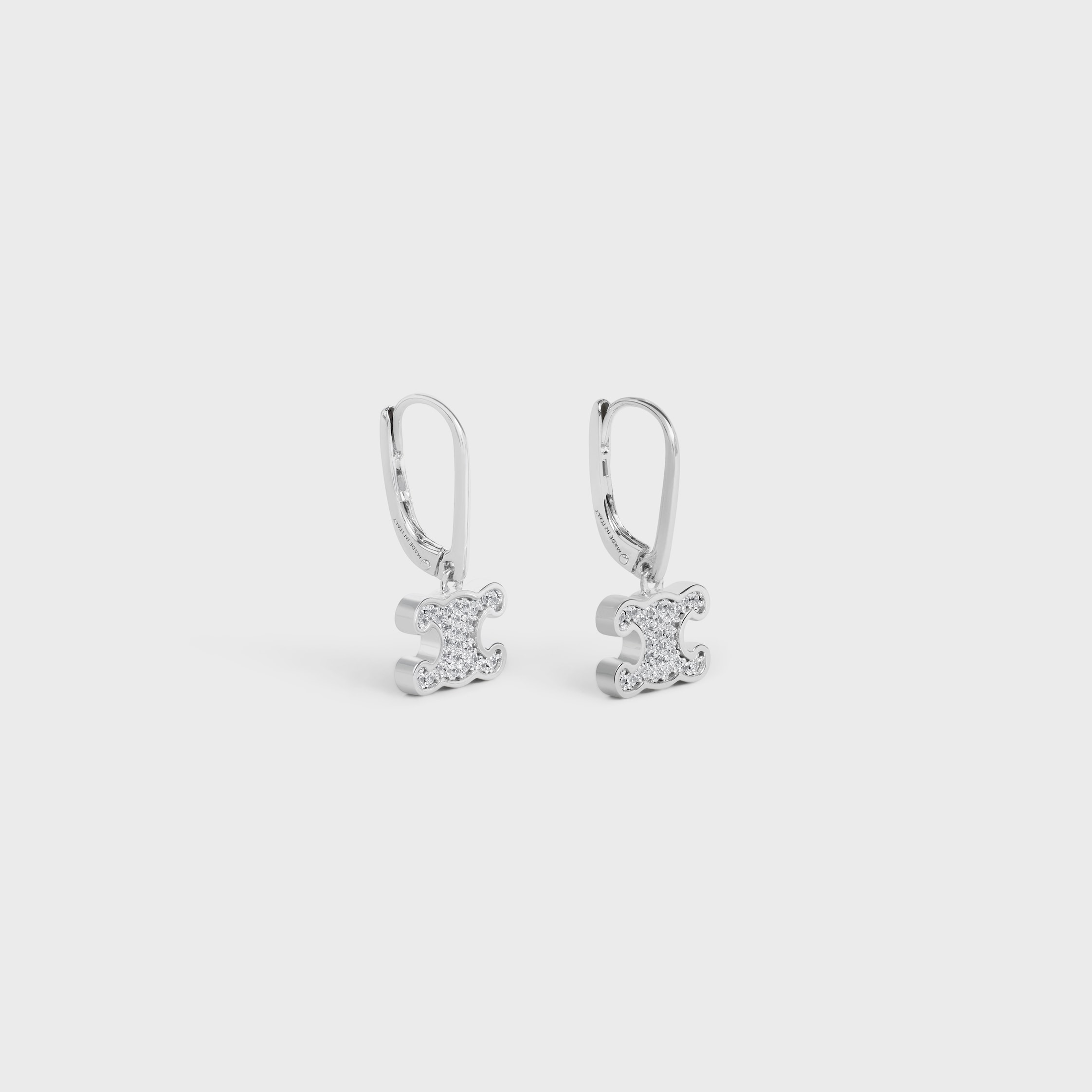 Triomphe Rhinestone Earrings in Brass with Rhodium Finish and Crystals - 2