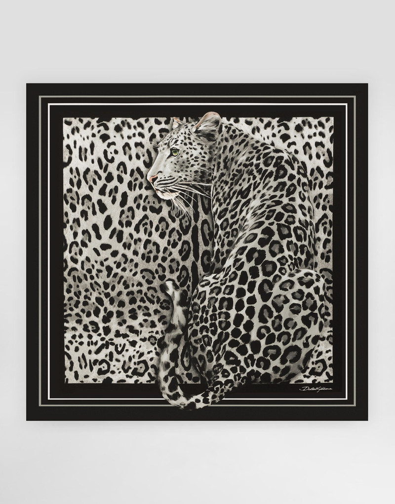 Leopard-print silk twill foulard (90x90) 1