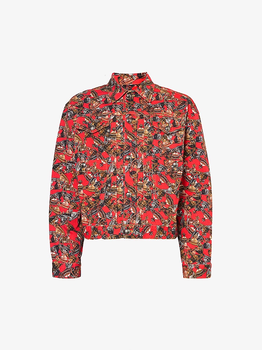 Marlene graphic-print collared denim jacket - 1