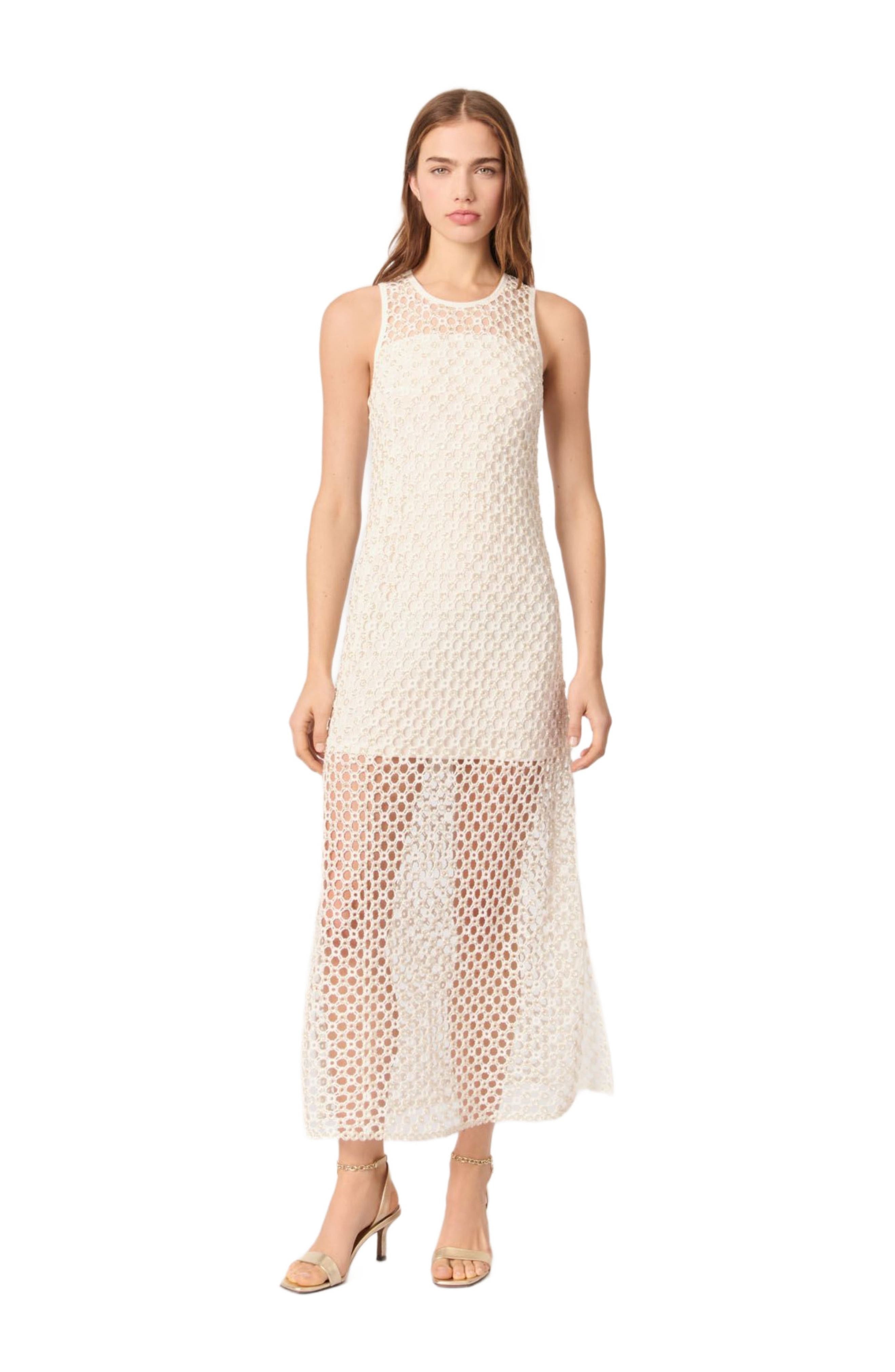 maje Beaded crochet maxi dress in White at Nordstrom - 1