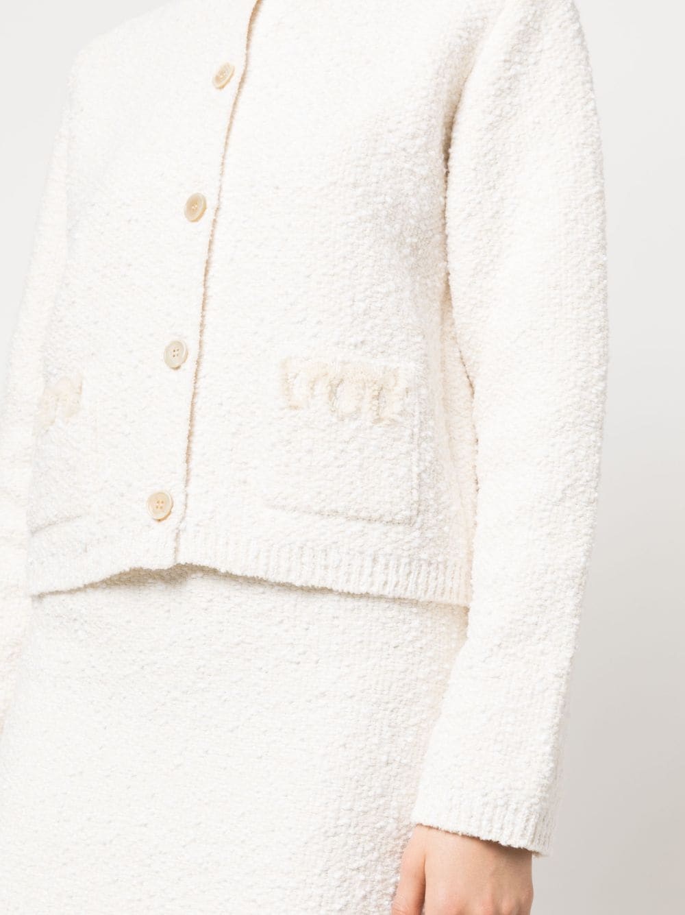 textured-finish button-fastening cardigan - 5