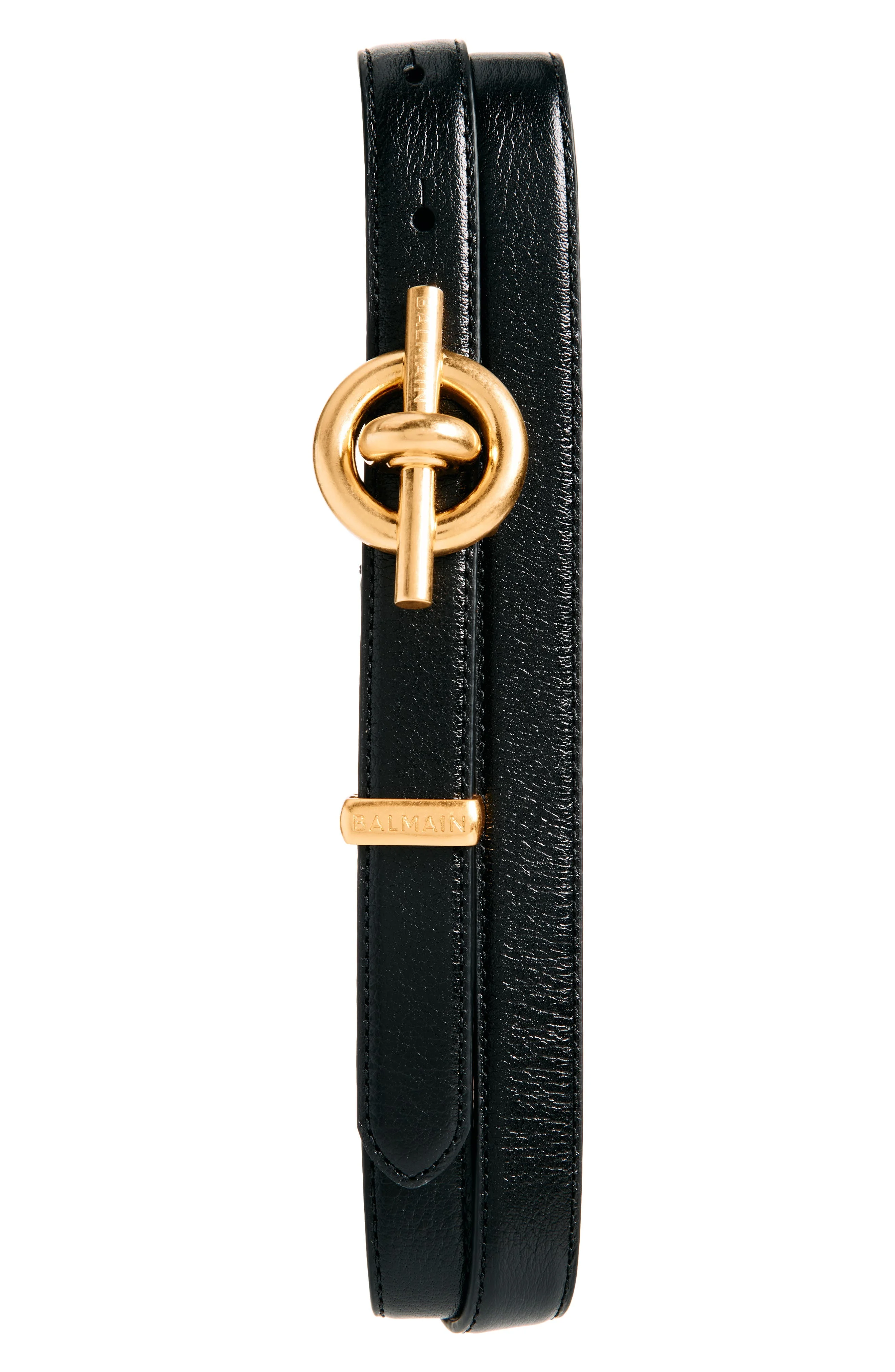 Balmain T-Bar Leather Belt in 0Pa Black at Nordstrom - 1