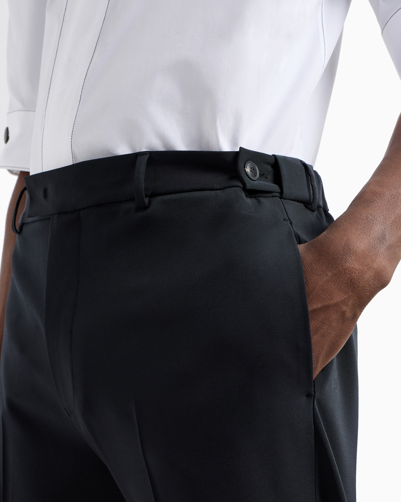 STRETCH TECHNICAL-GABARDINE TROUSERS WITH WAISTBAND DETAIL - 5